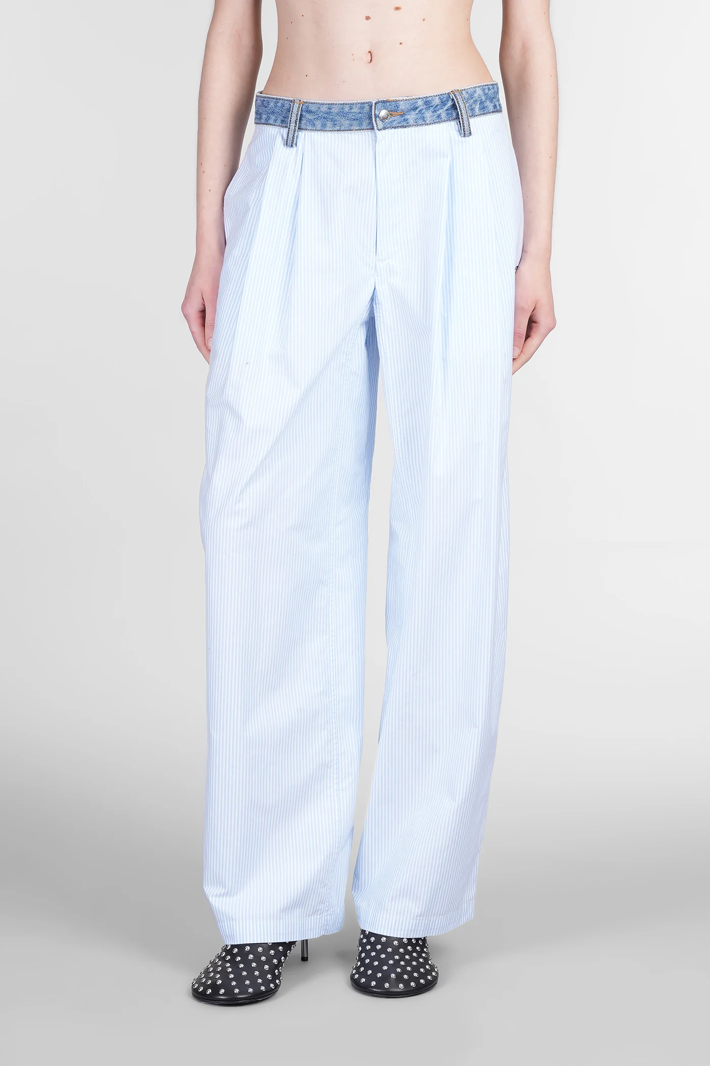 Pants in blue cotton