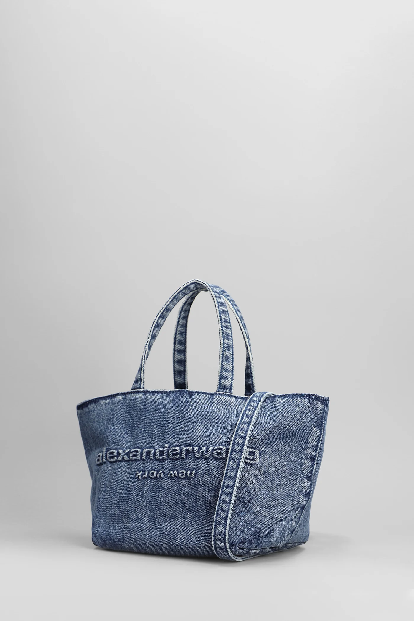 Punch small tote Tote in blue cotton - Image 2