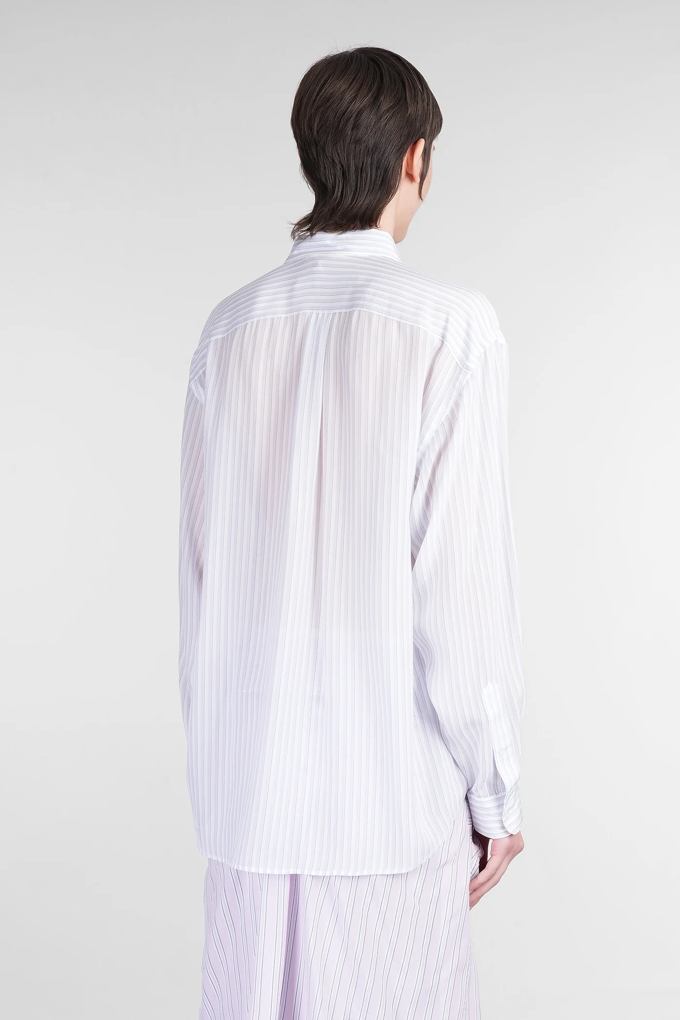 Shirt in blue silk - Image 3