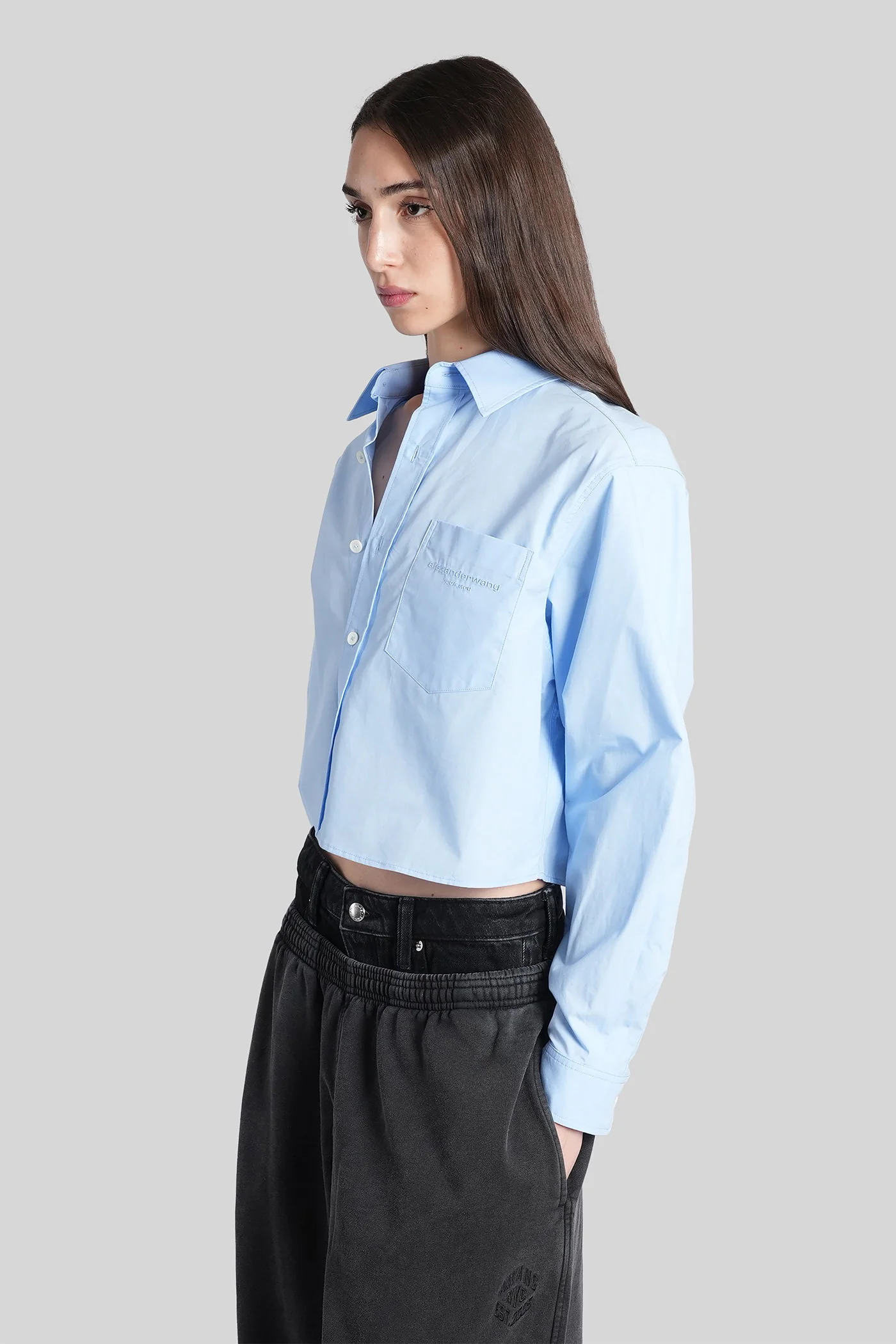 Shirt in cyan cotton - Image 4
