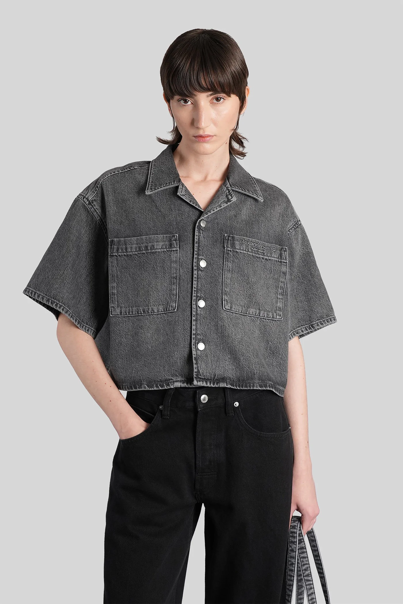 Shirt in grey cotton