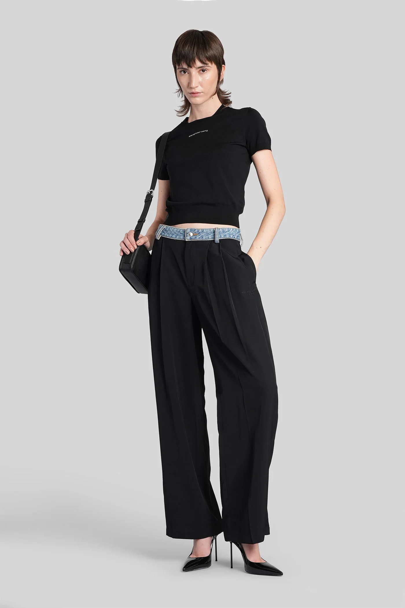 Topwear in black polyamide polyester - Image 2