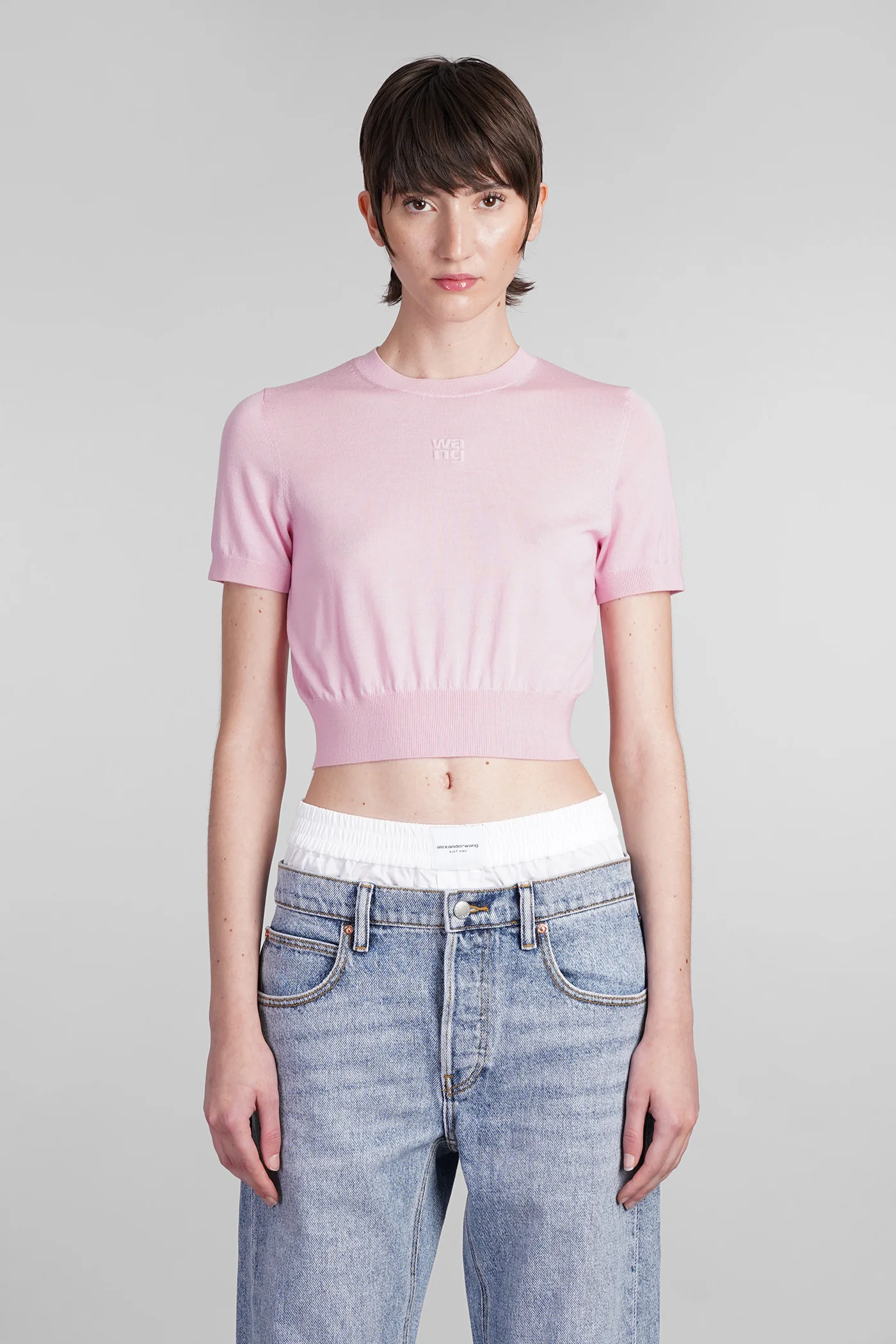 Topwear in rose-pink wool