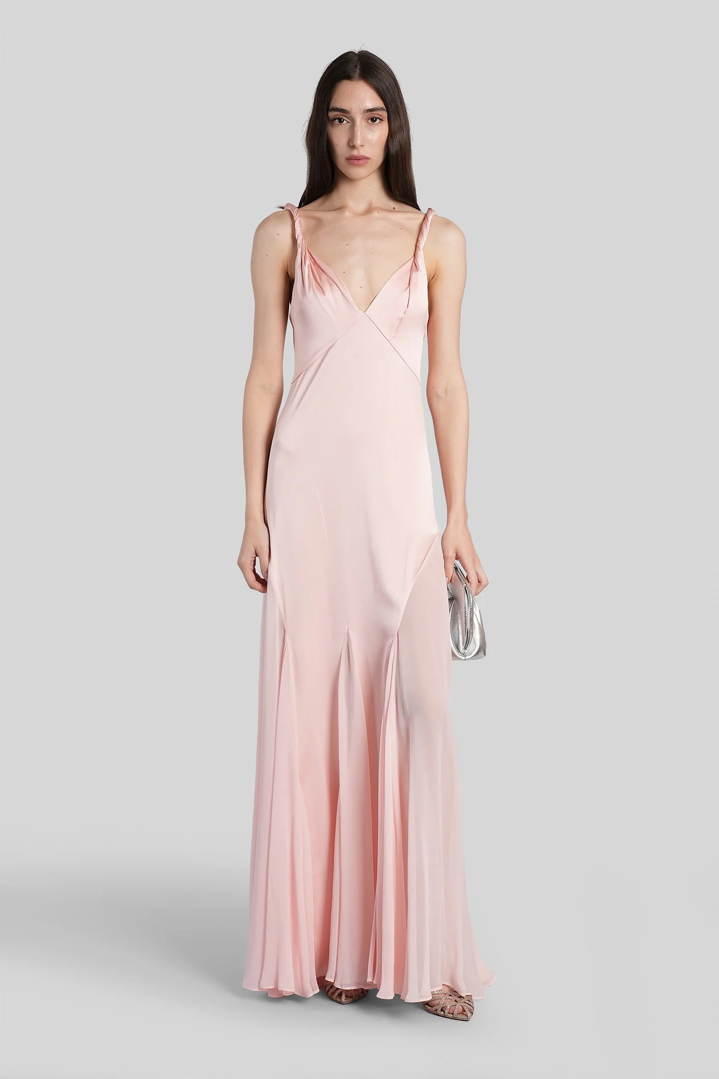 Andrina Long dress in rose-pink viscose - Image 2