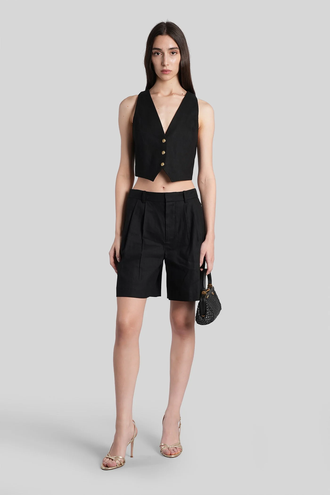 Conry Shorts in black linen - Image 2