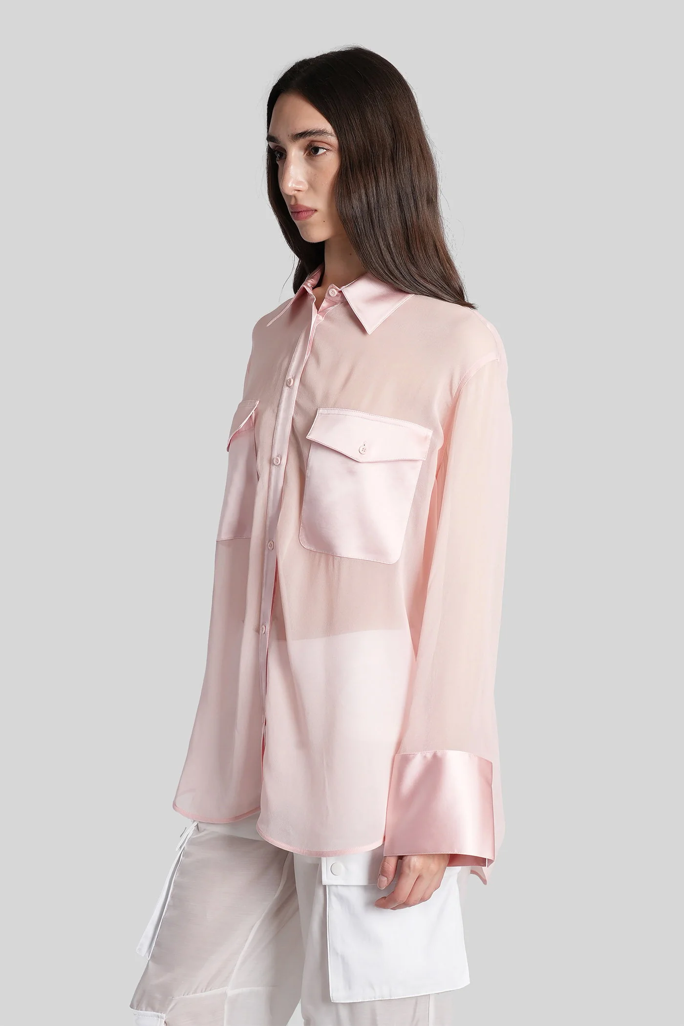 Finley Shirt in rose-pink viscose - Image 3