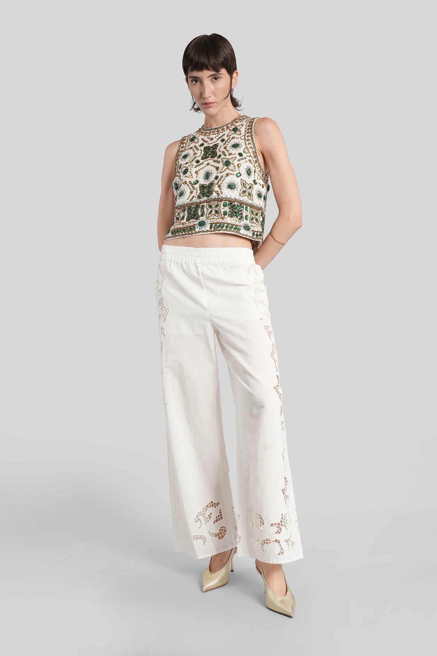 Tanya Pants in white cotton - Image 5
