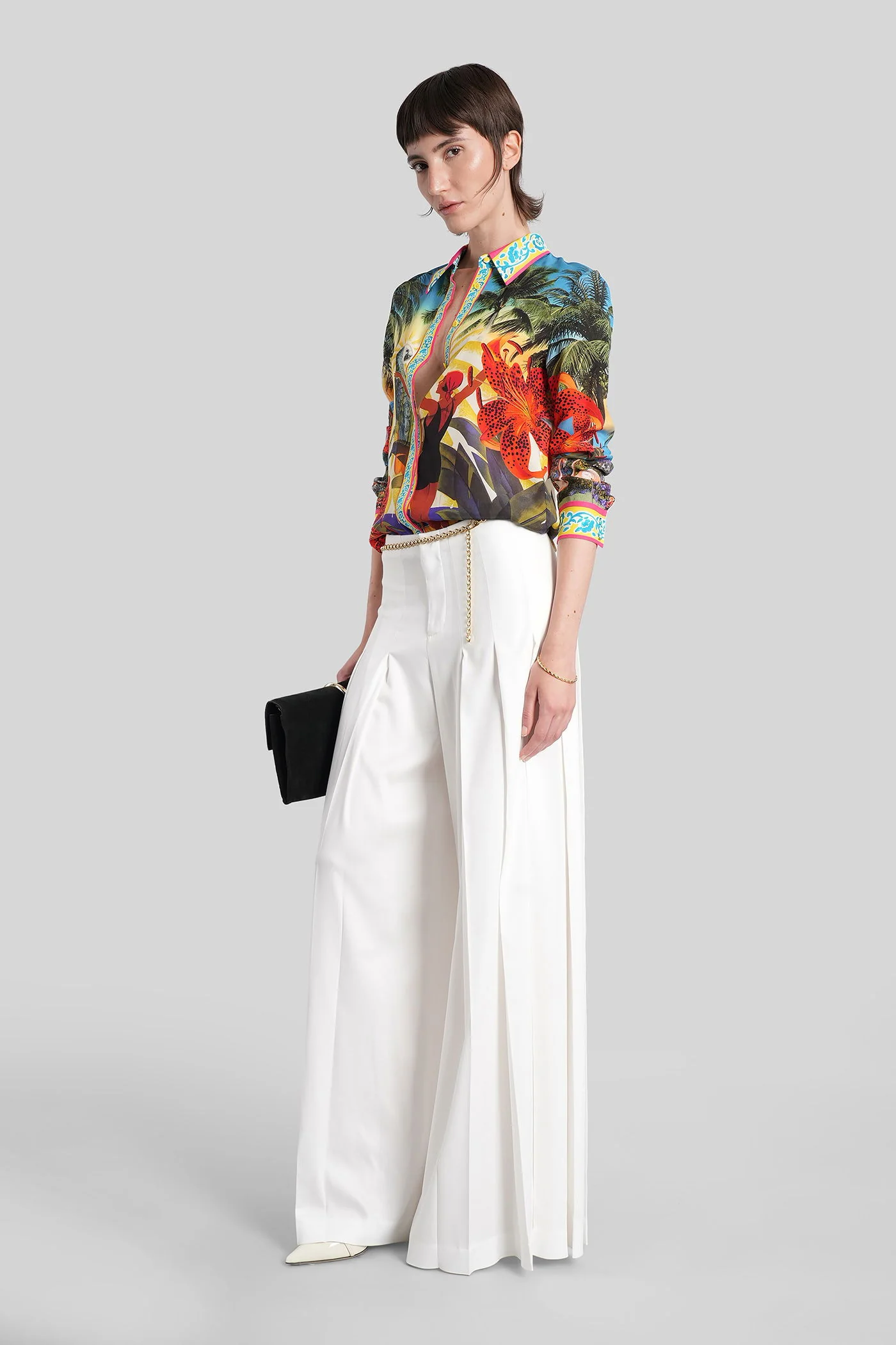 Willa Shirt in green silk - Image 2