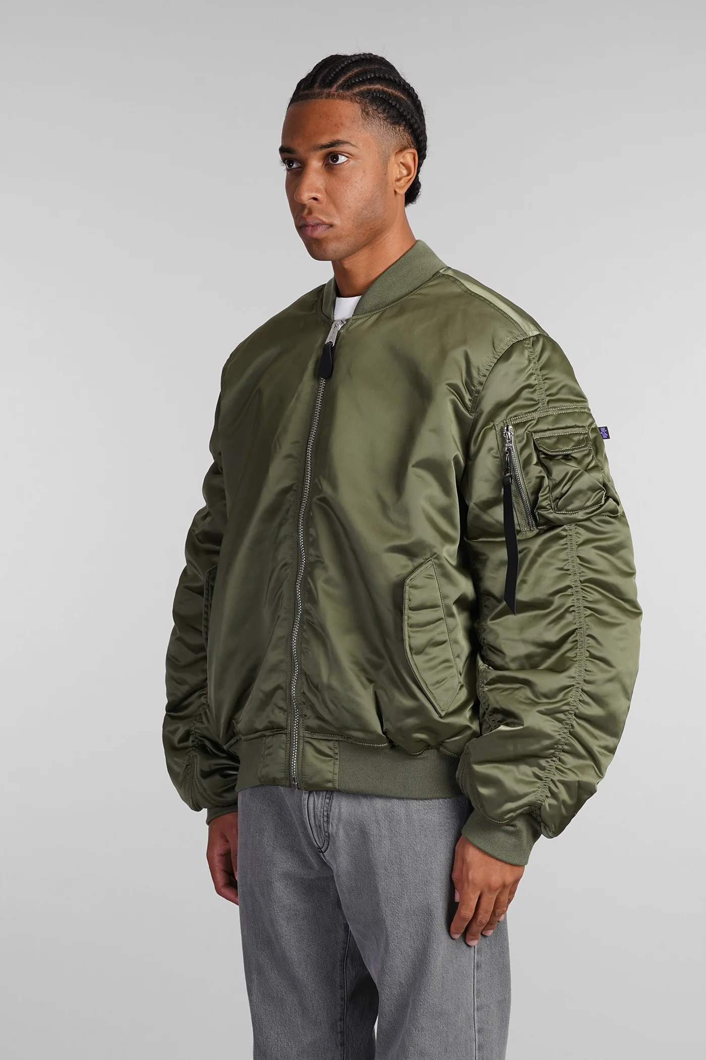 Ma-1 uv Bomber Jacket in green nylon - Image 4