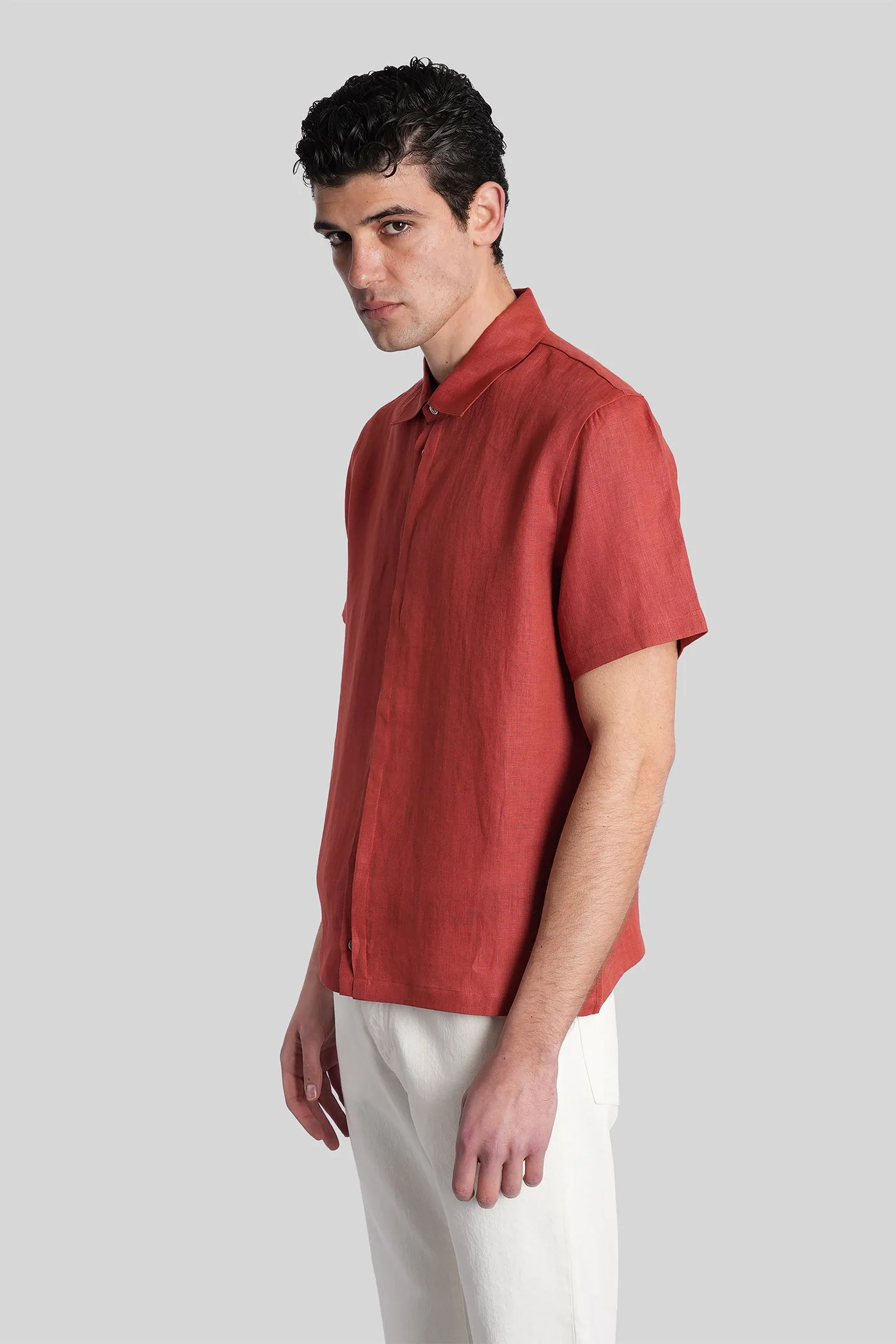 Shirt in Rust linen - Image 4