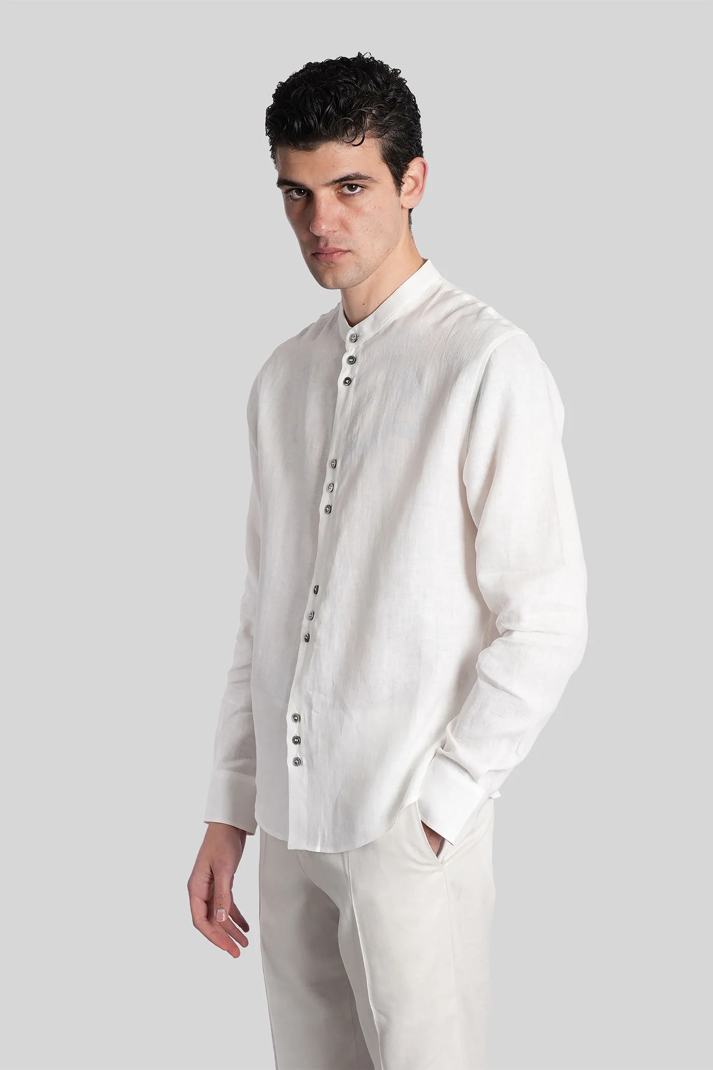 Shirt in white linen - Image 4