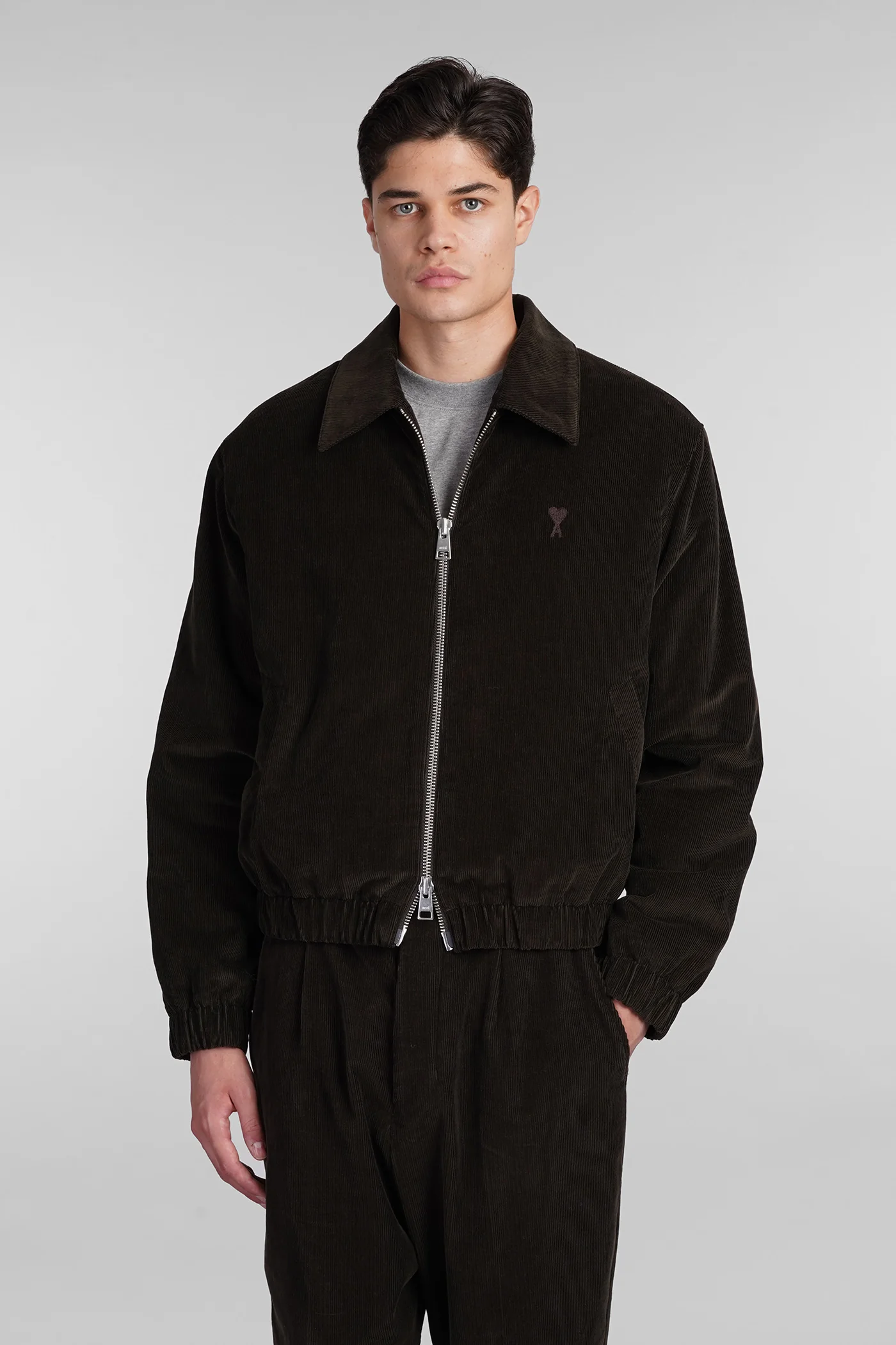 Bomber Jacket in green cotton