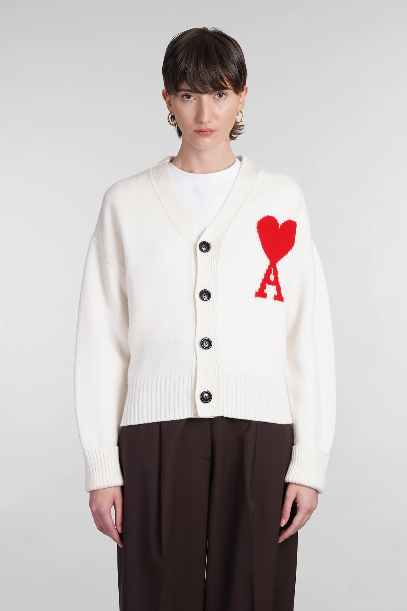Cardigan in beige wool