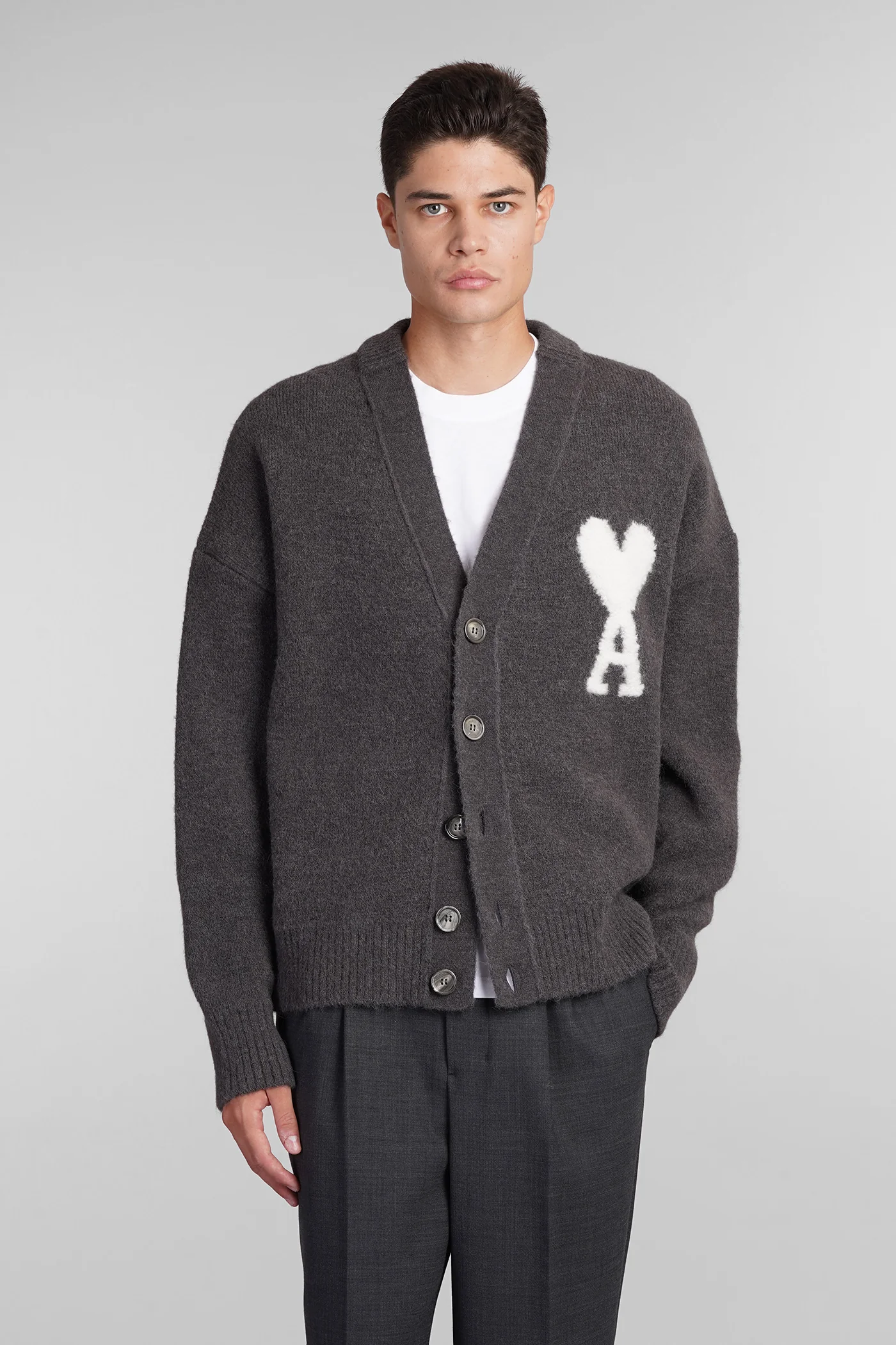 Cardigan in grey wool