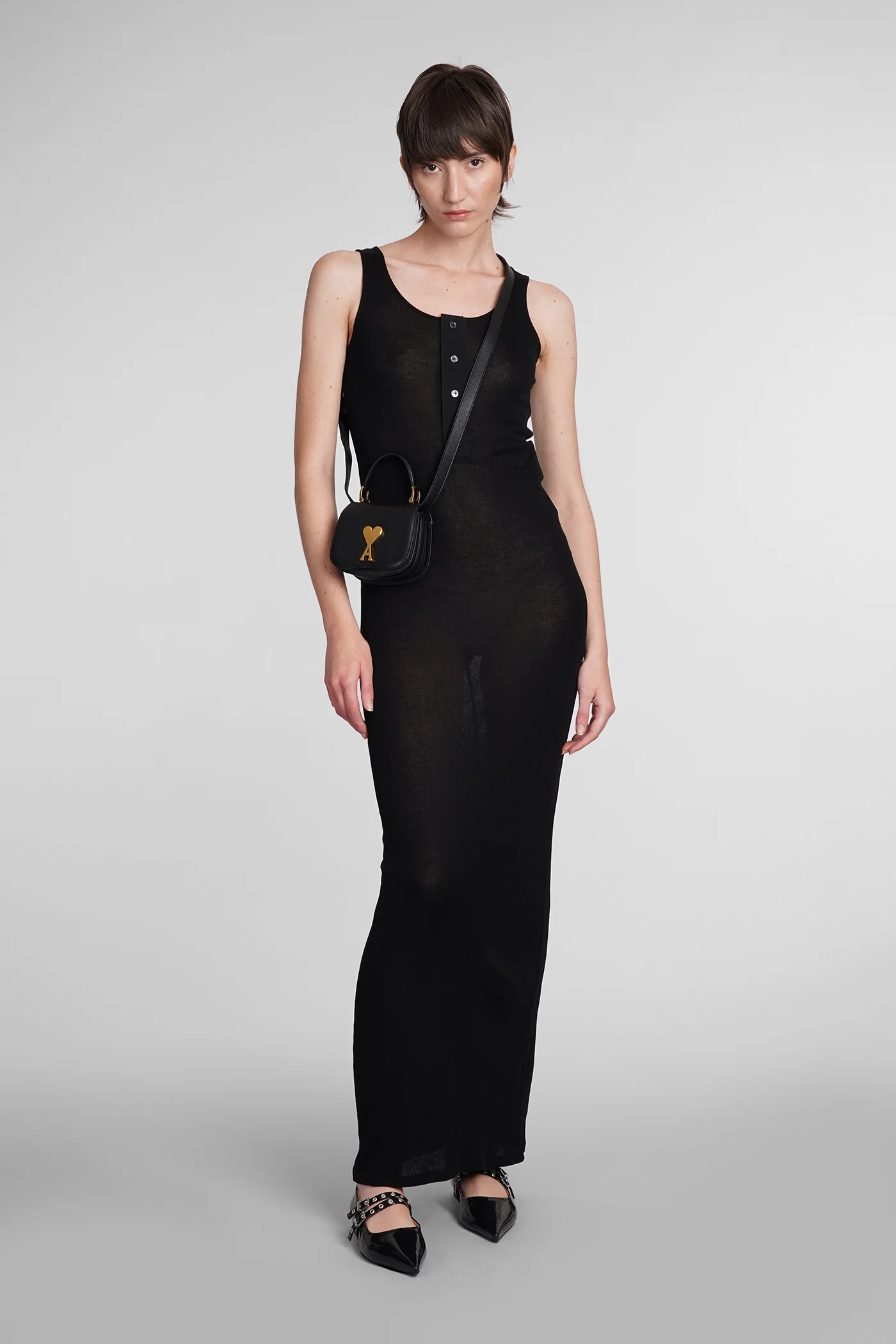 Dress woman in black cotton - Image 2