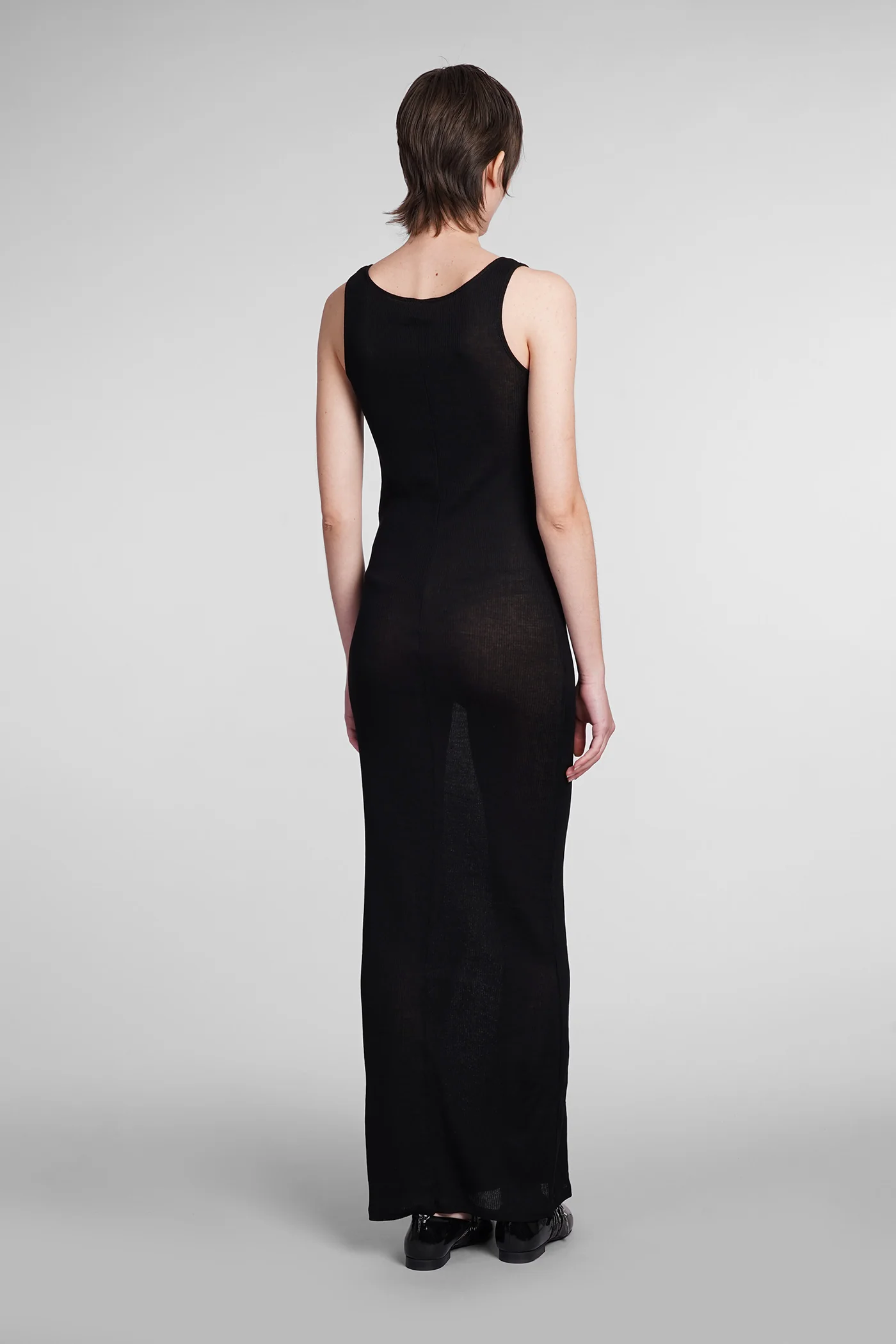 Dress woman in black cotton - Image 3