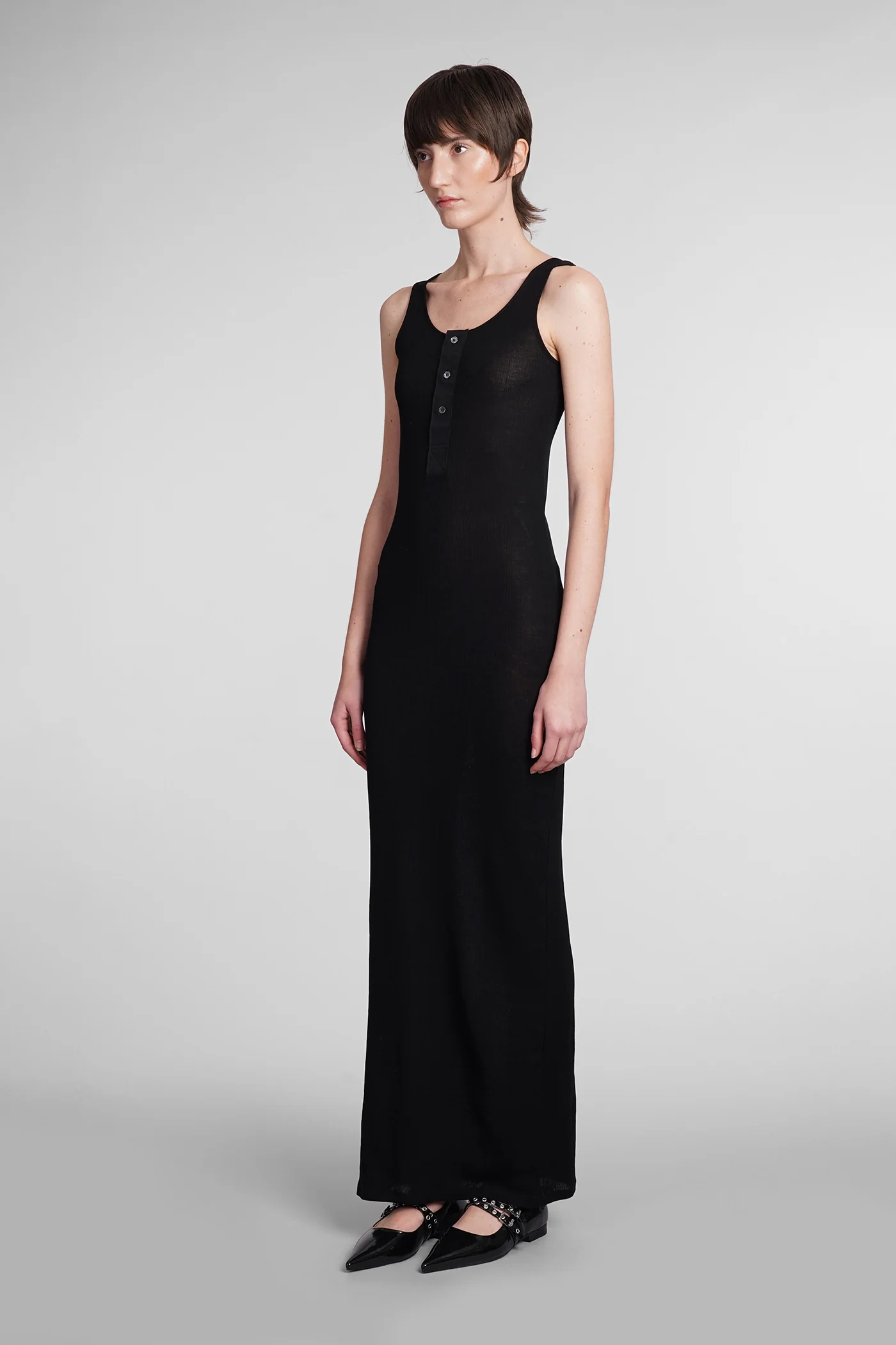 Dress woman in black cotton - Image 4