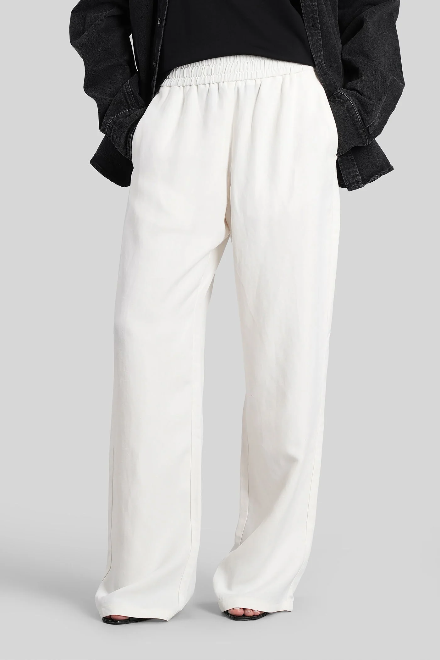 Pants in white viscose