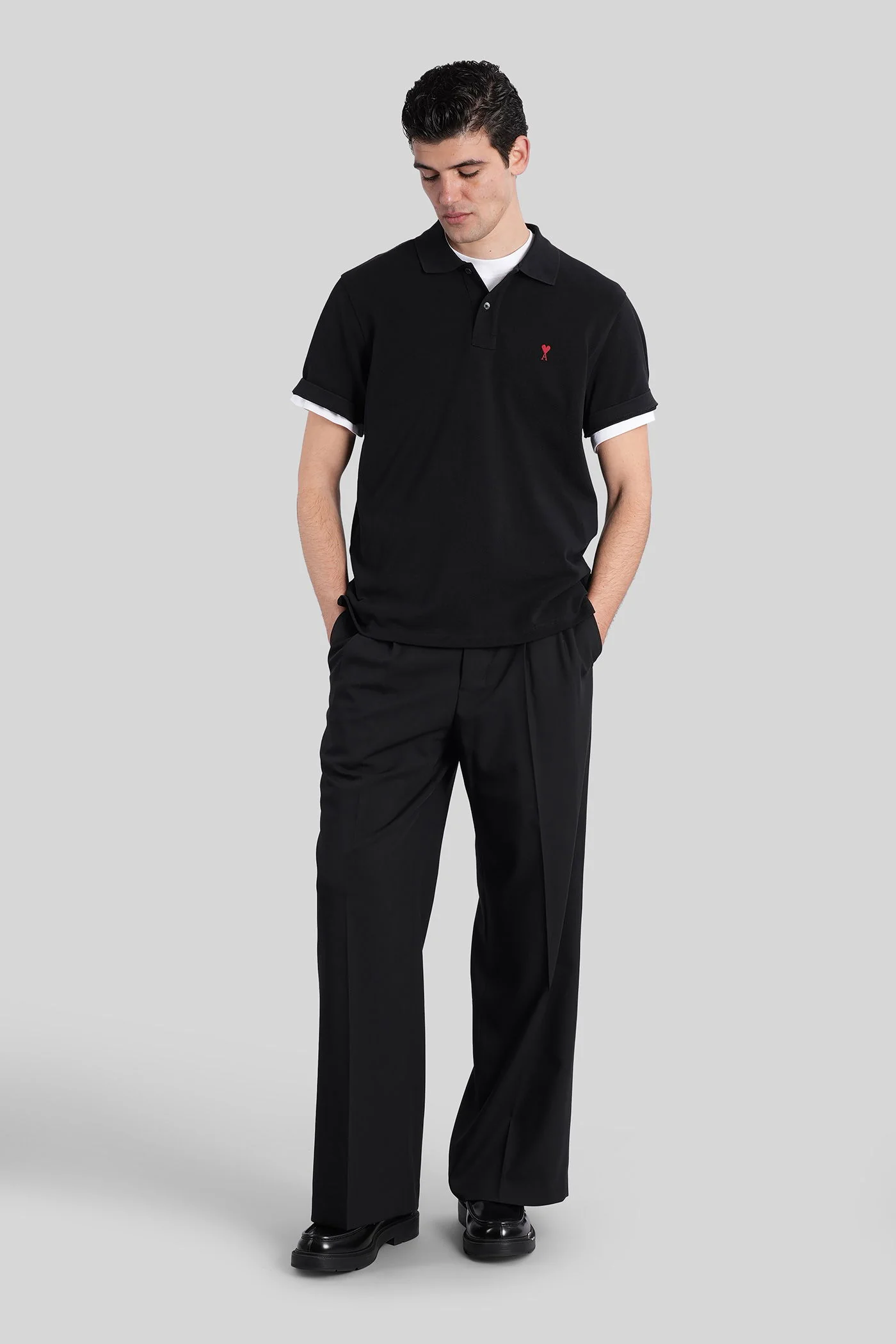 Polo in black cotton - Image 2