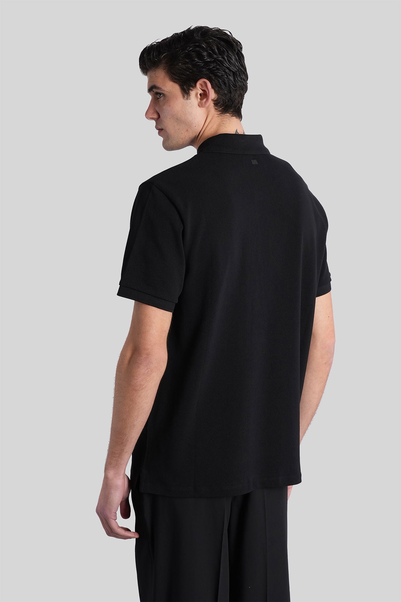 Polo in black cotton - Image 4