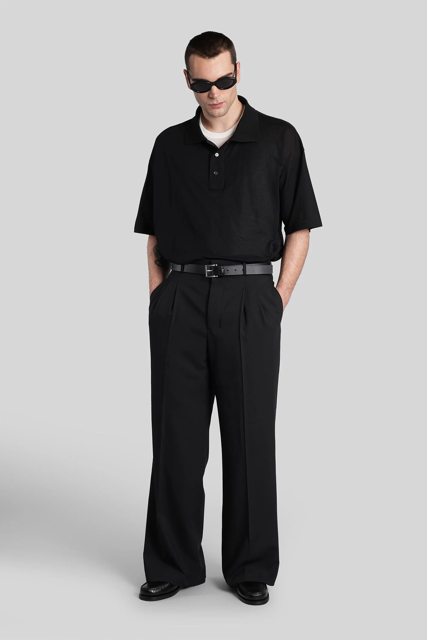 Polo in black cotton - Image 2