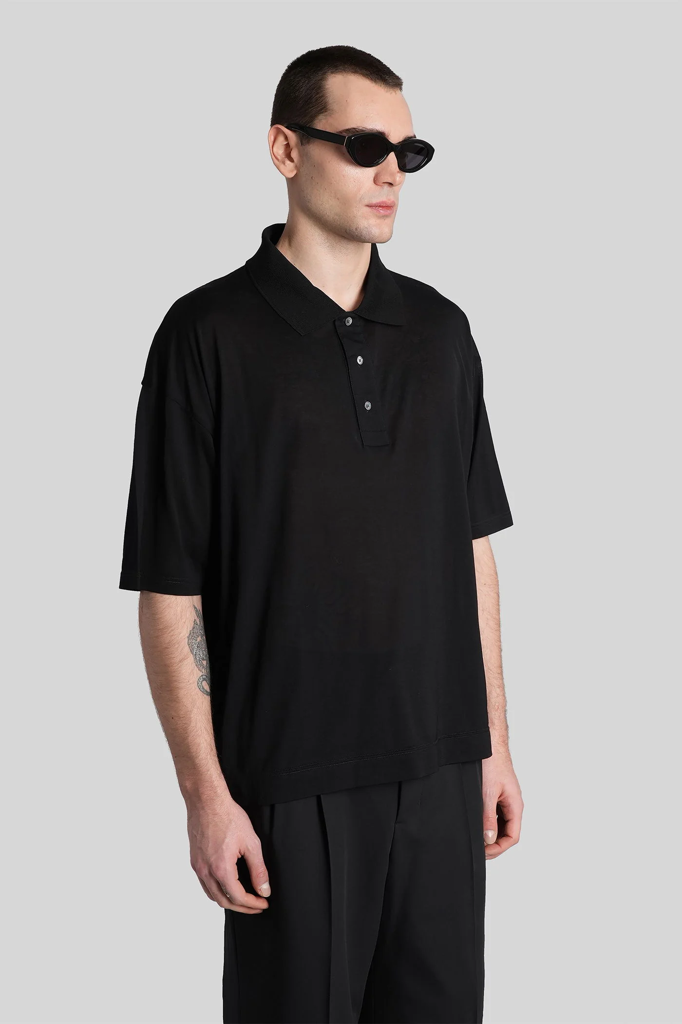 Polo in black cotton - Image 4