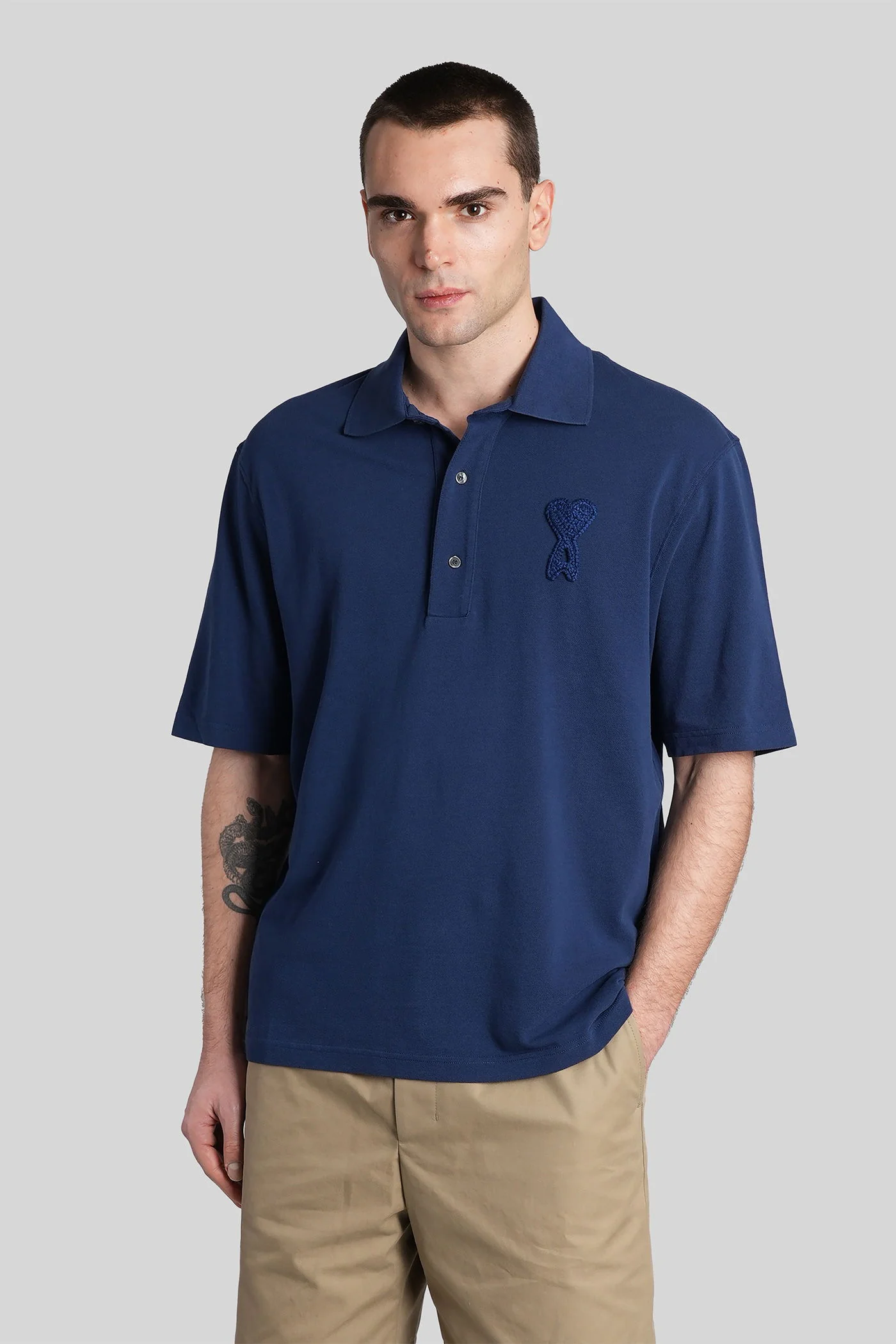 Polo in blue cotton