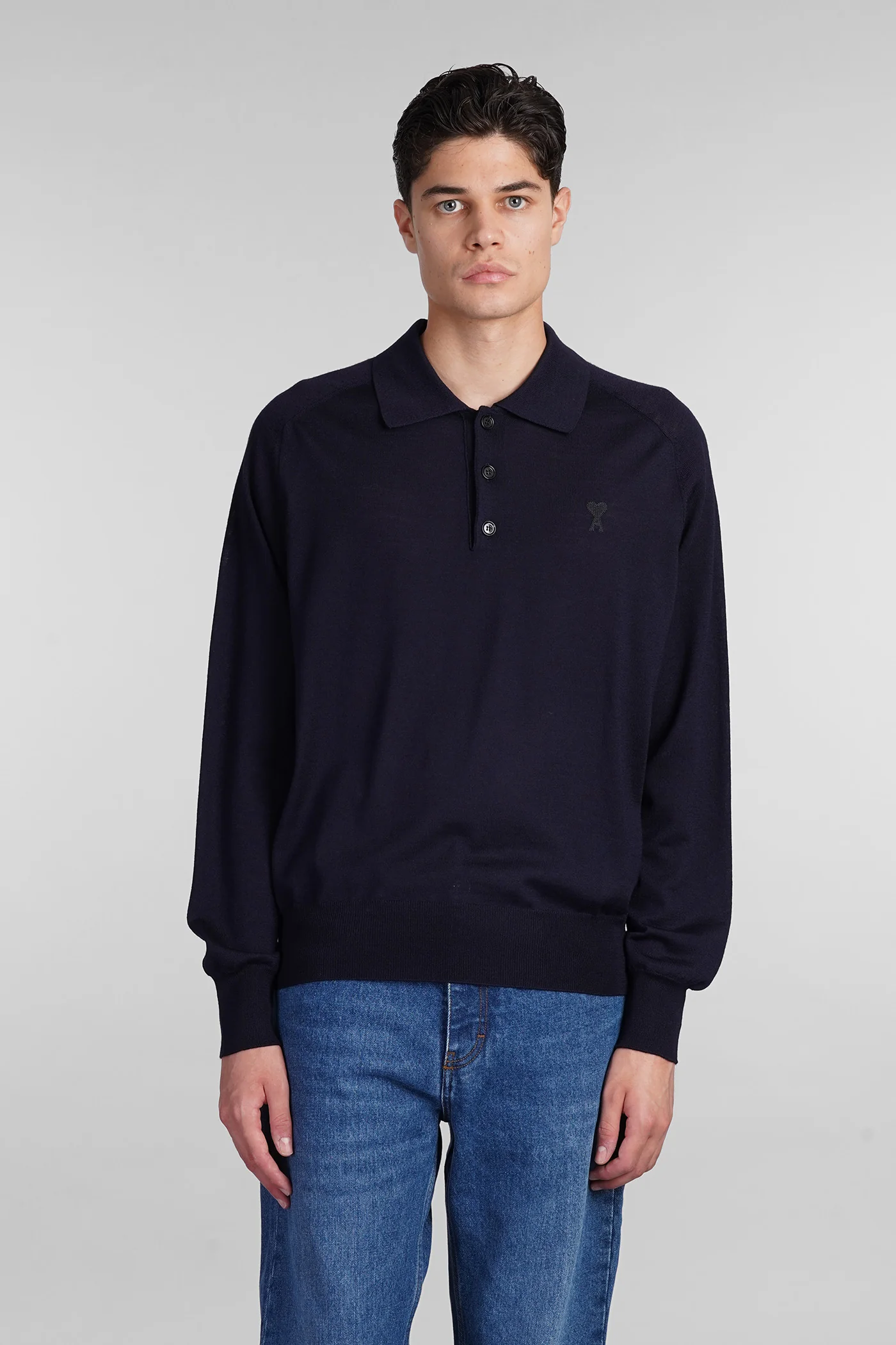 Polo in blue wool