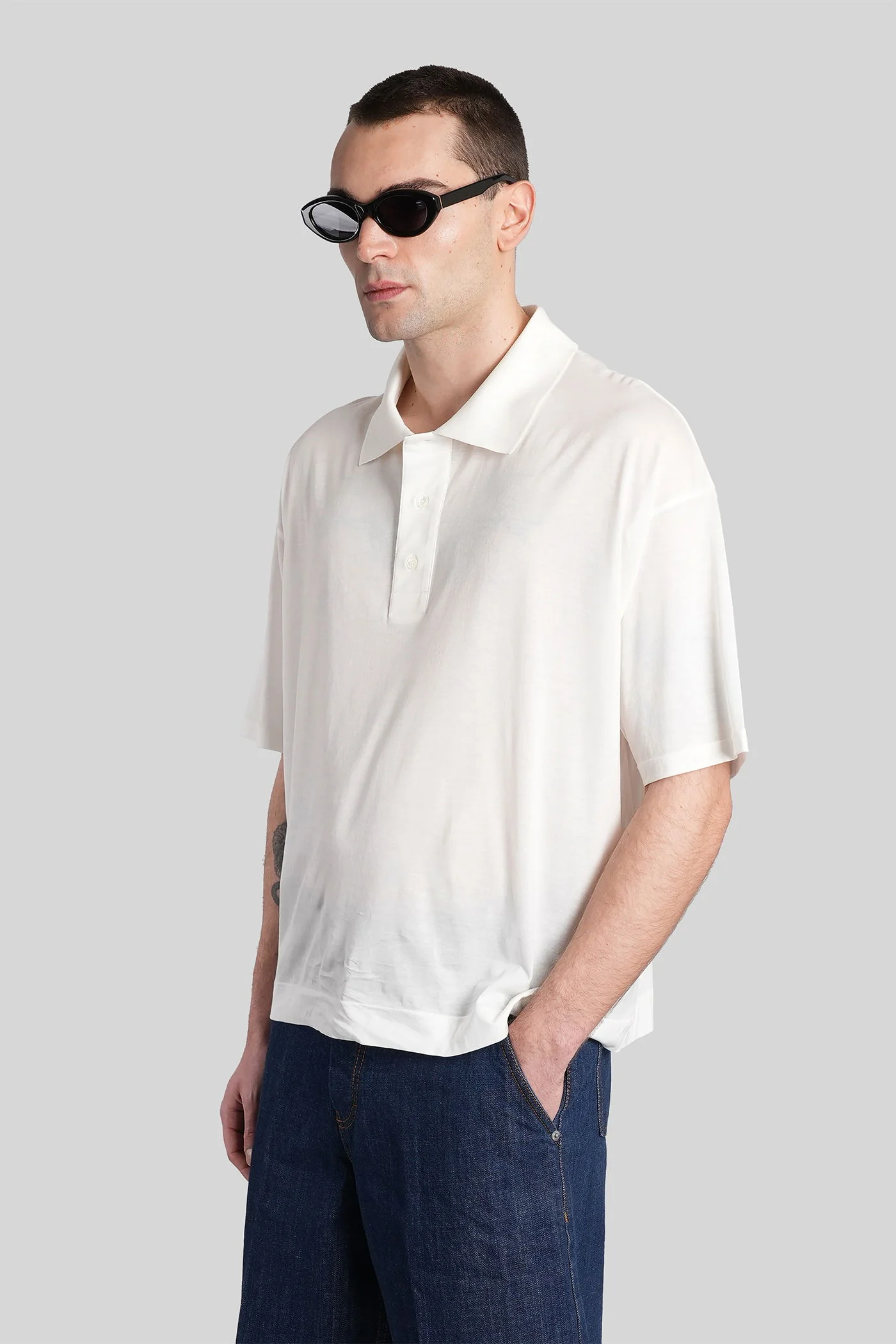 Polo in white cotton - Image 4