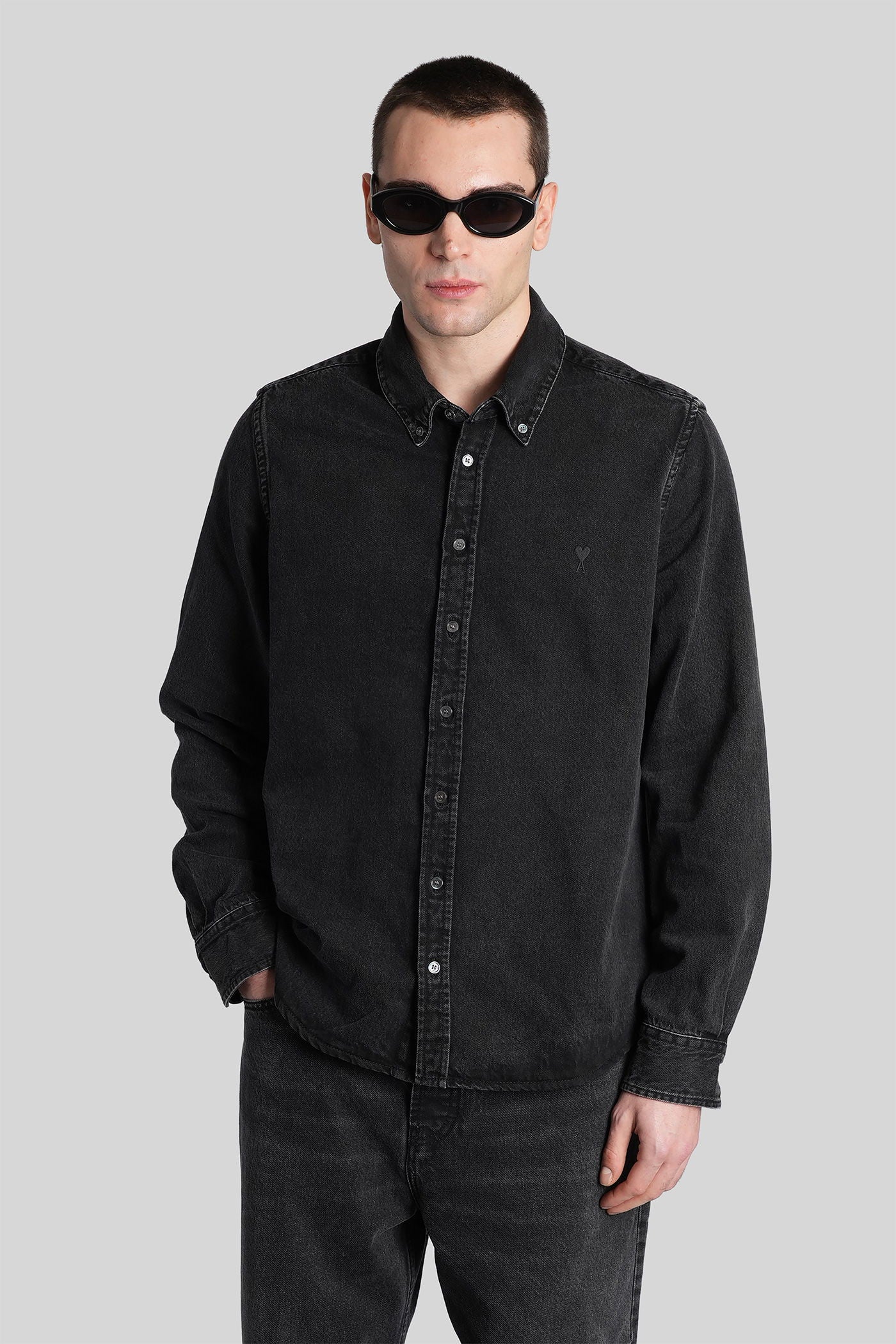 Shirt in black cotton