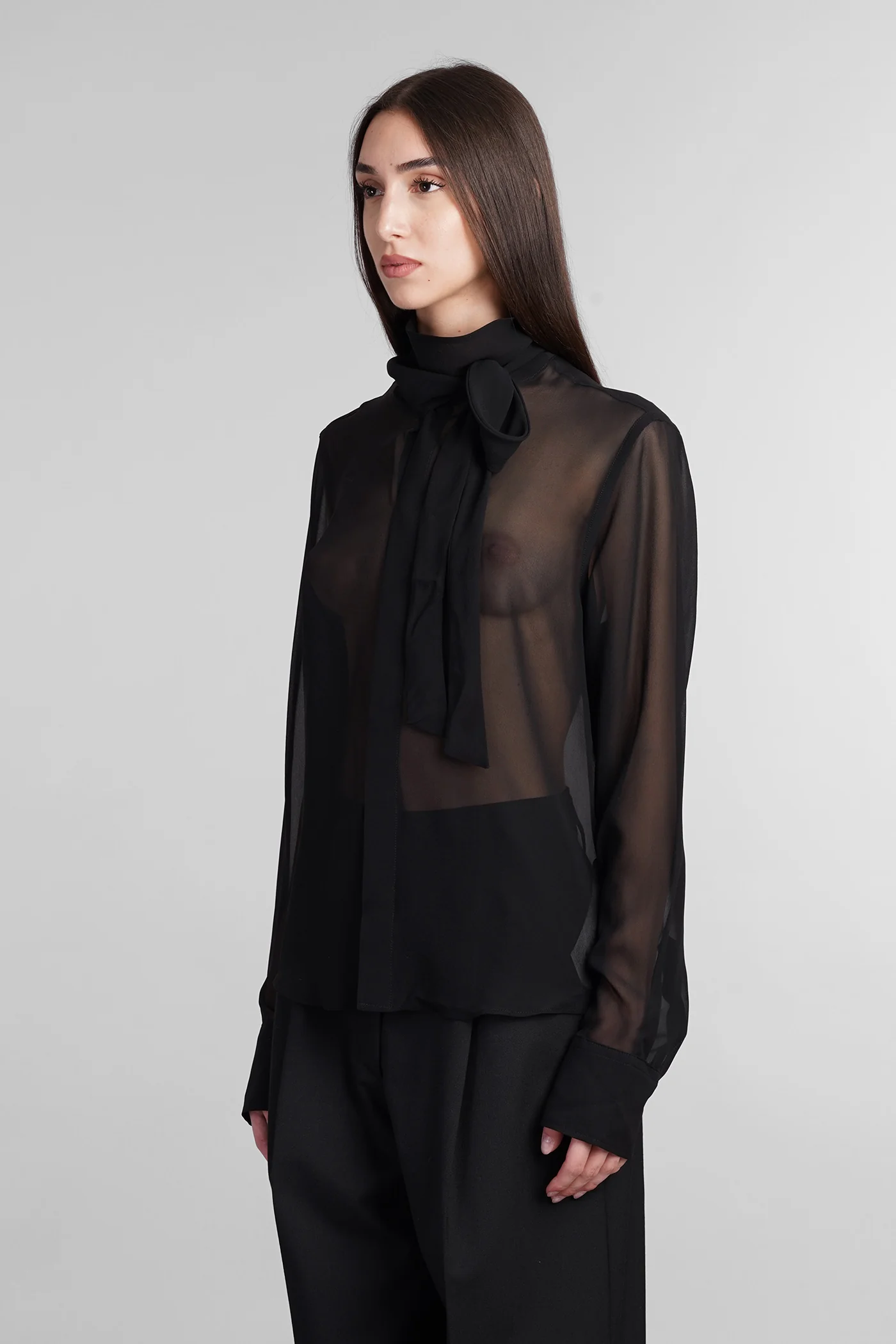 Shirt in black silk - Image 4