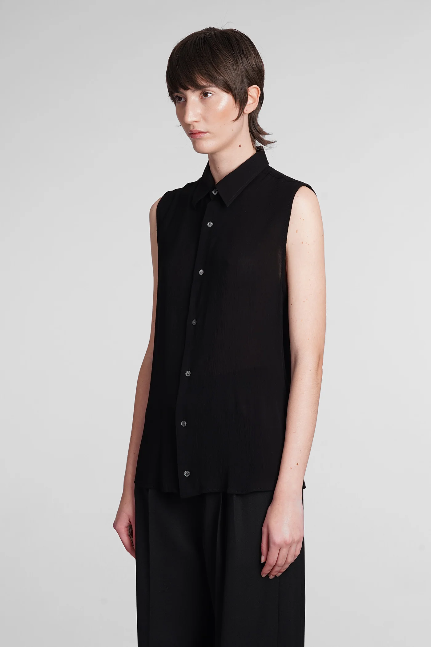 Shirt in black viscose - Image 4