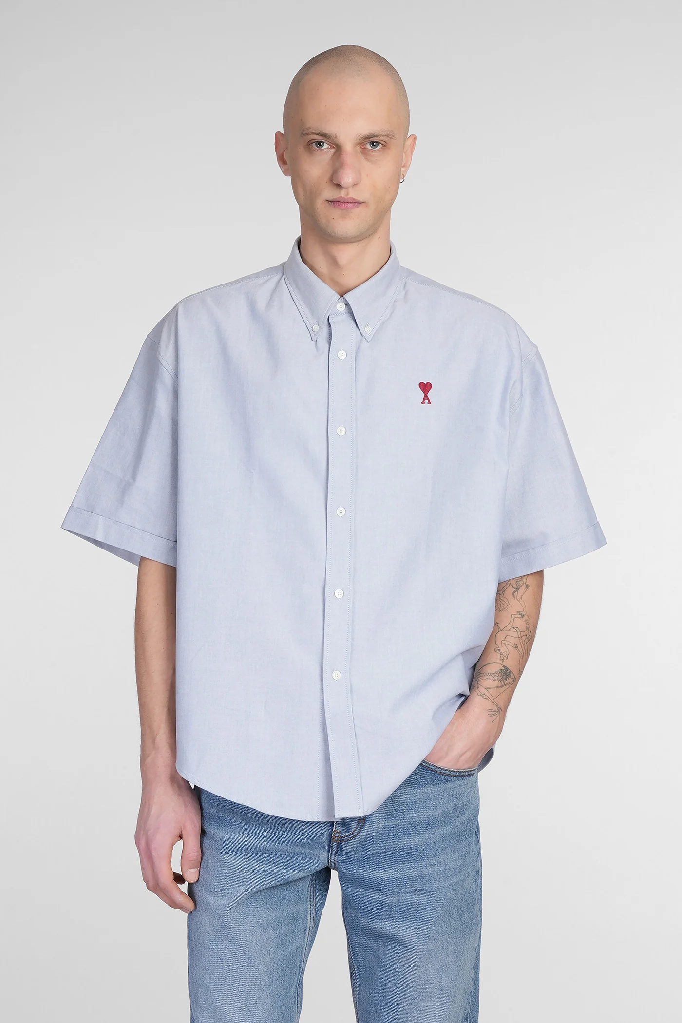 Shirt in blue cotton