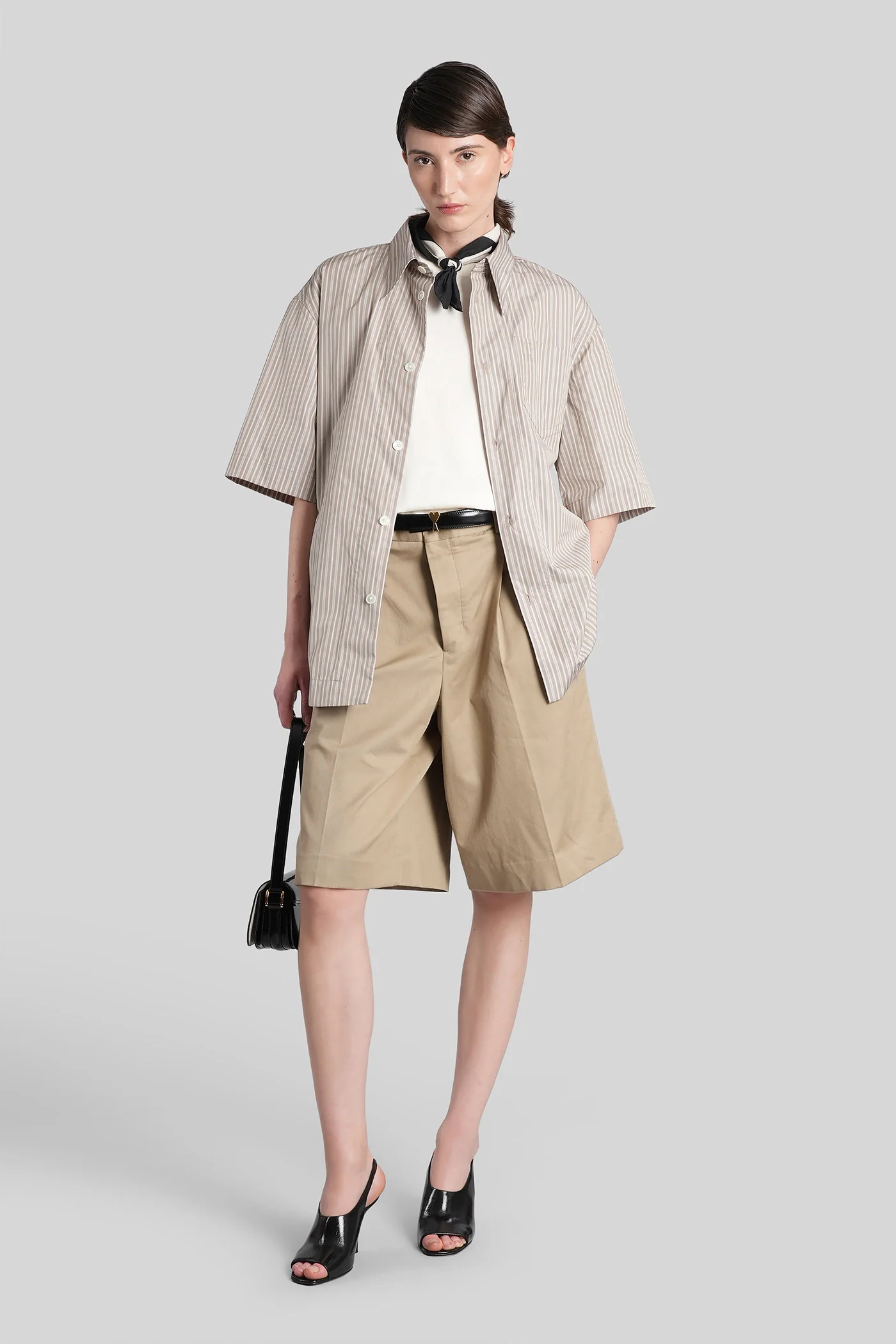 Shirt in taupe cotton - Image 2