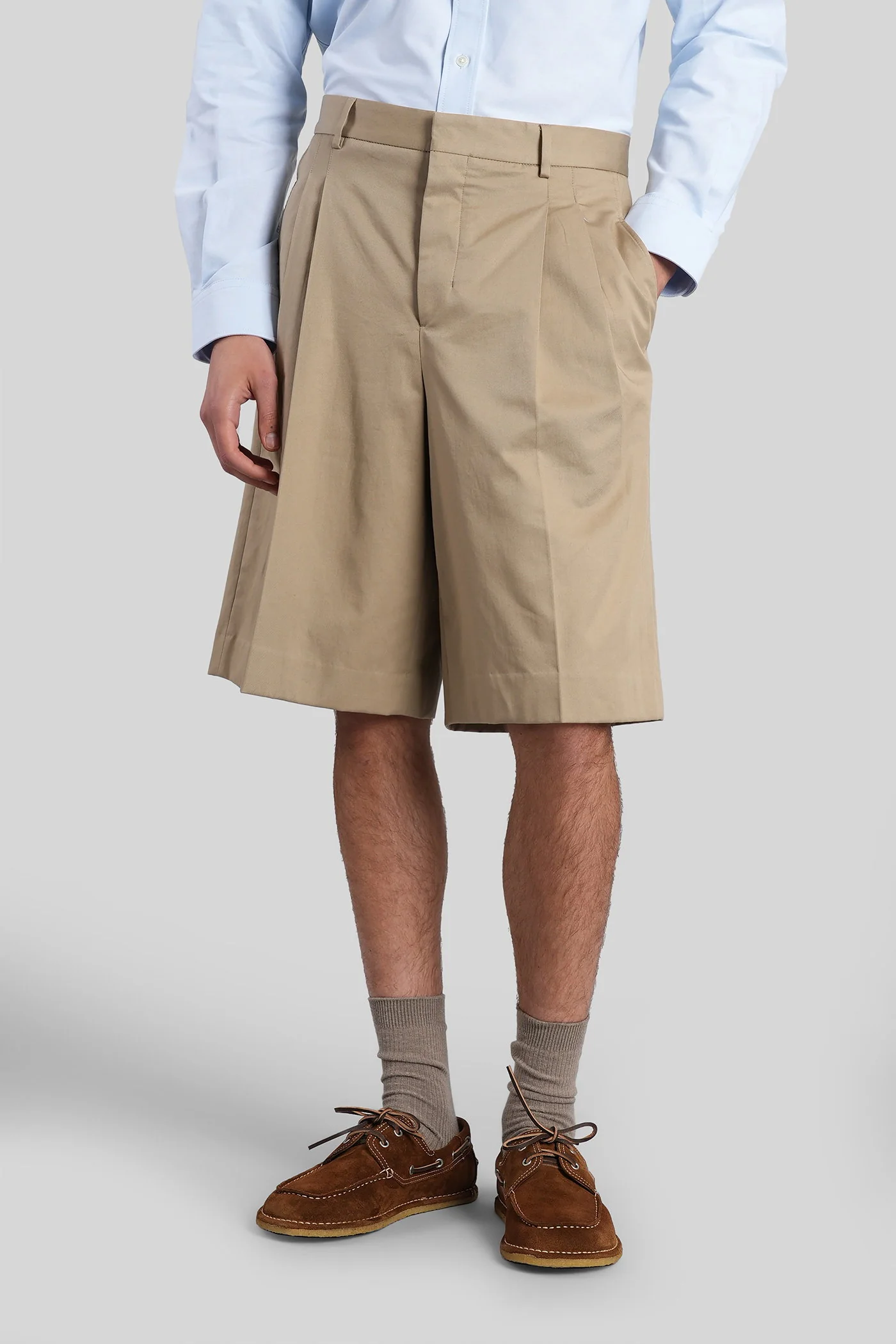 Shorts in taupe cotton