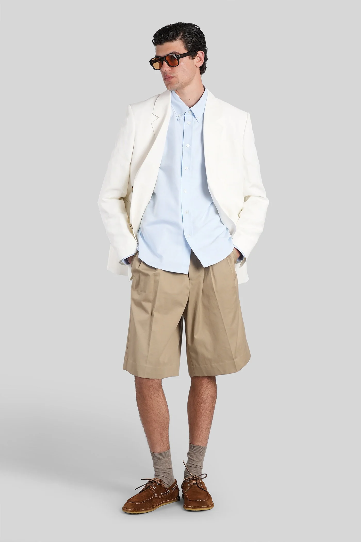 Shorts in taupe cotton - Image 2
