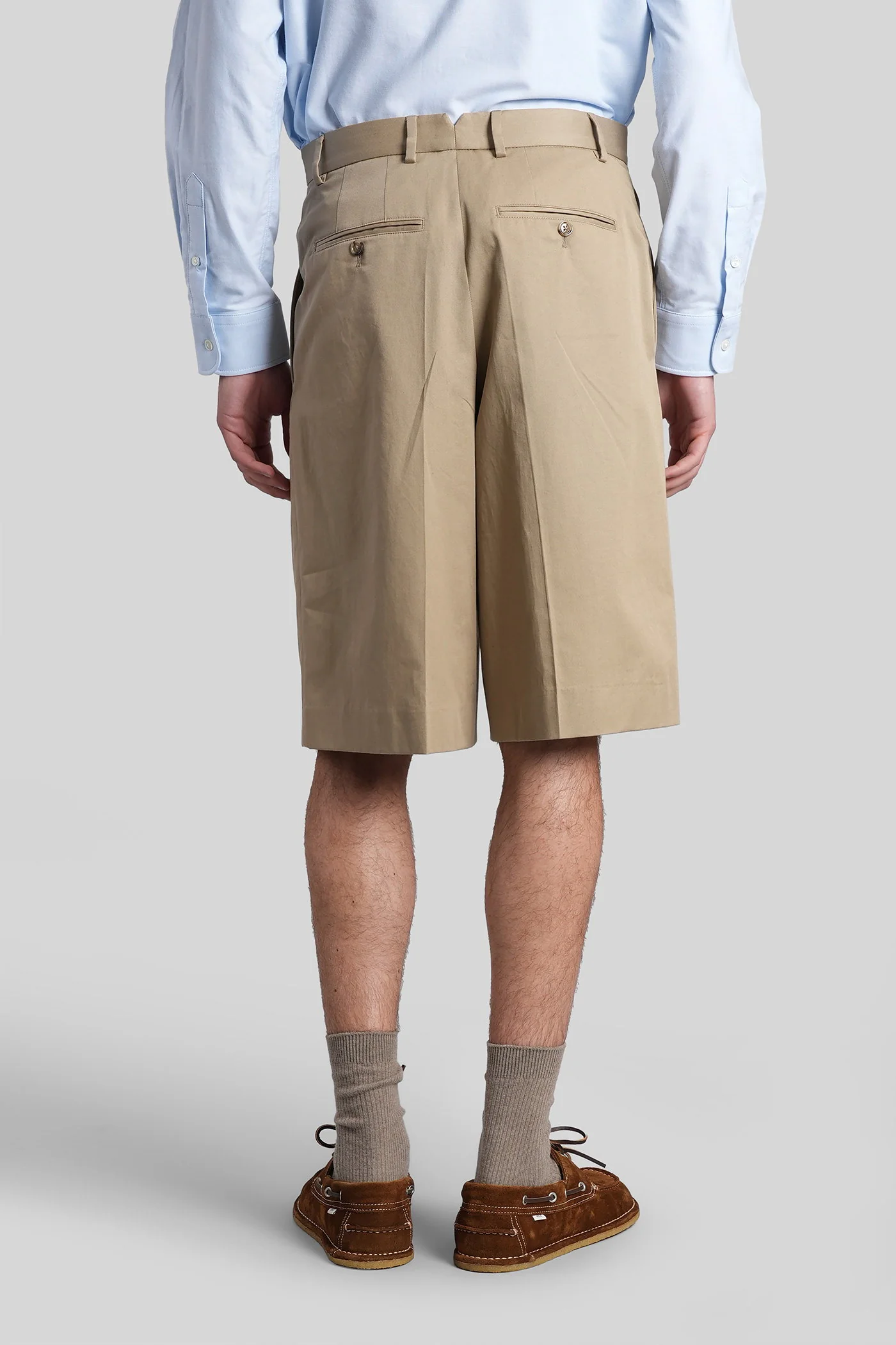 Shorts in taupe cotton - Image 3
