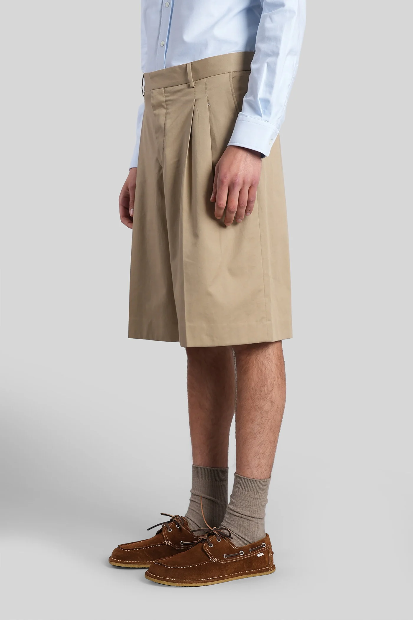 Shorts in taupe cotton - Image 4