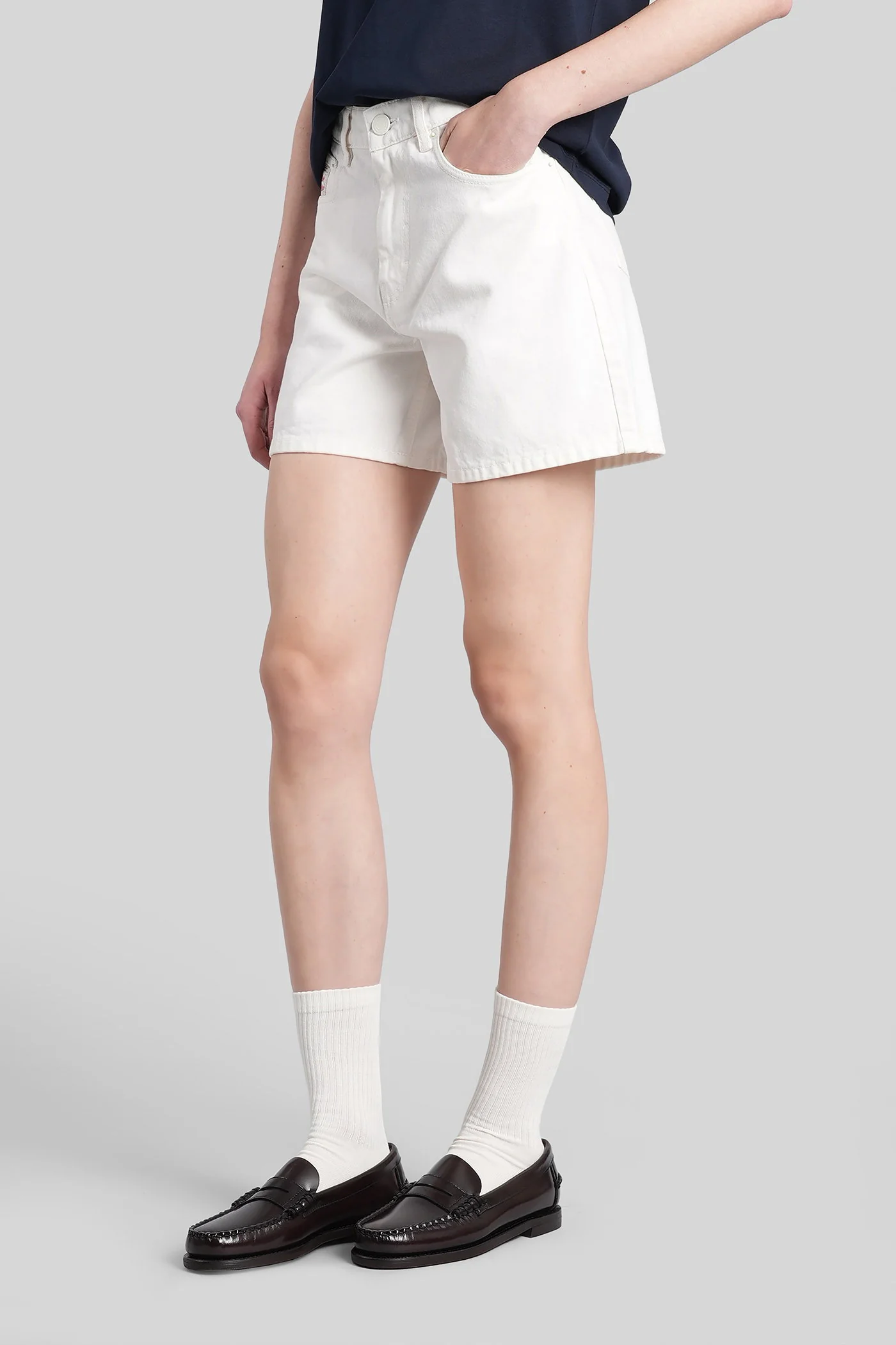 Shorts in white cotton - Image 4