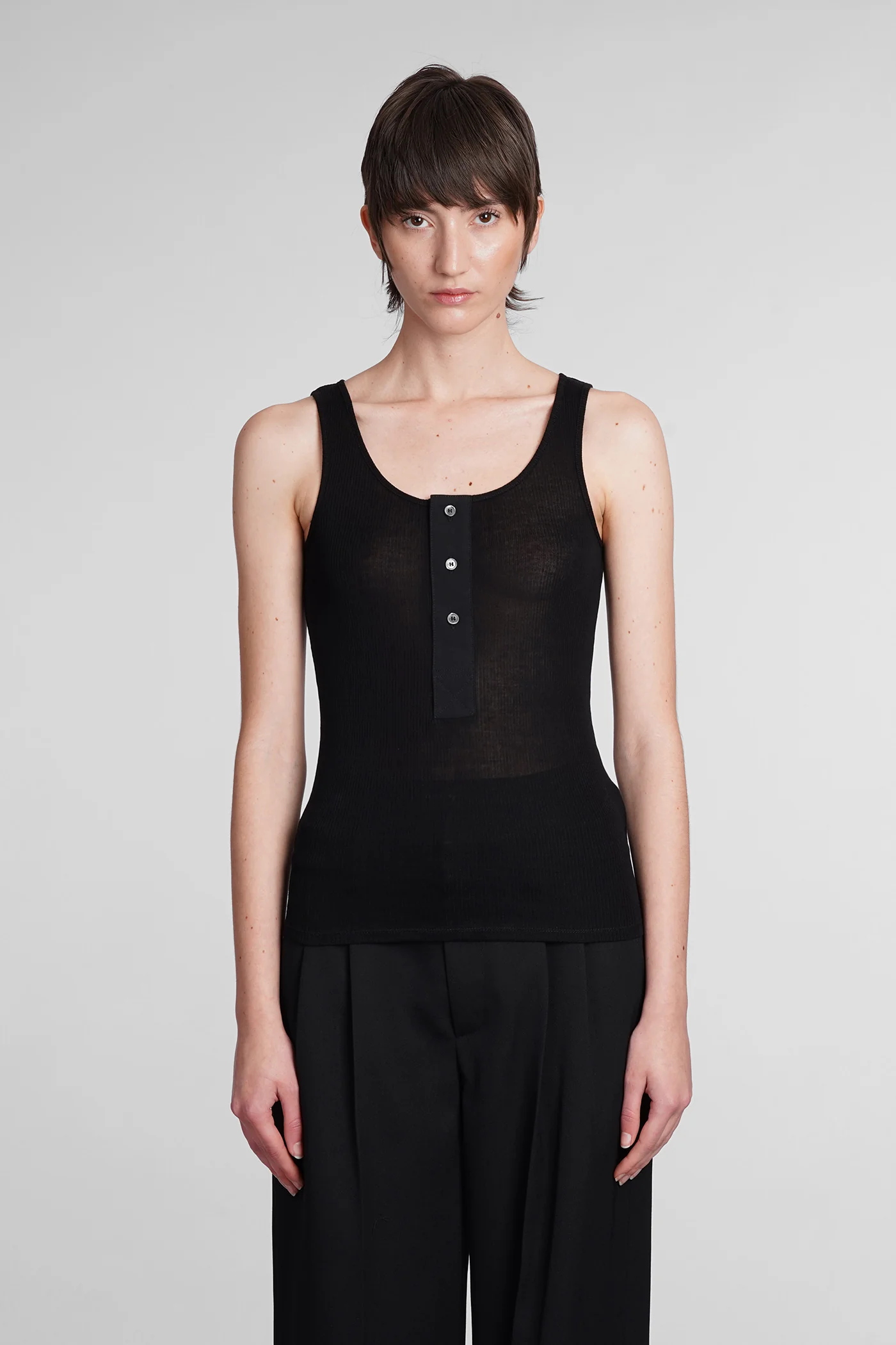 Topwear in black cotton