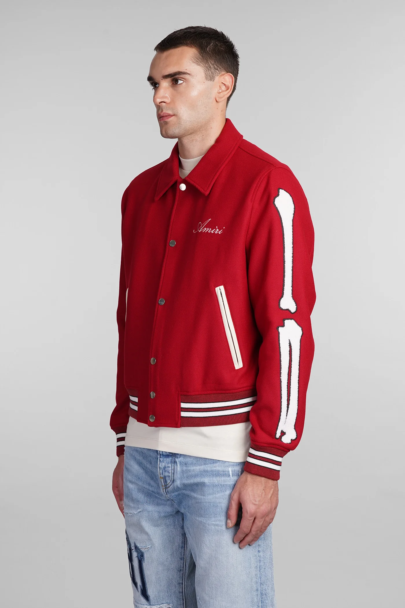 Bomber Jacket in red wool - Image 4