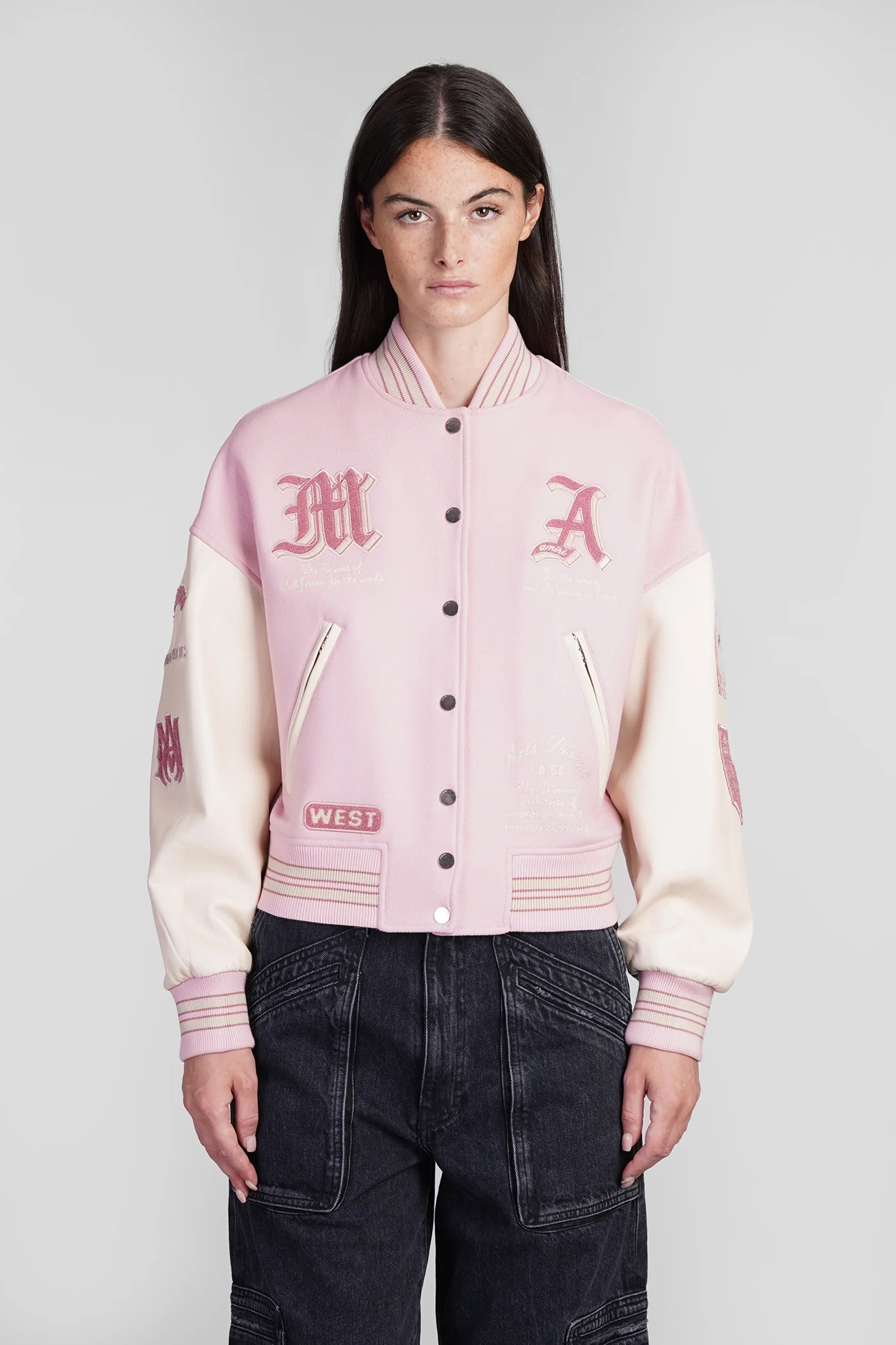 Bomber Jacket in rose-pink wool
