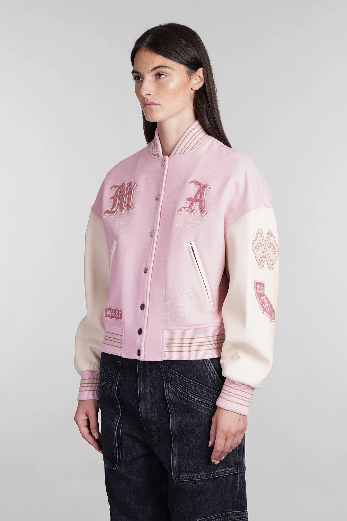 Bomber Jacket in rose-pink wool - Image 4