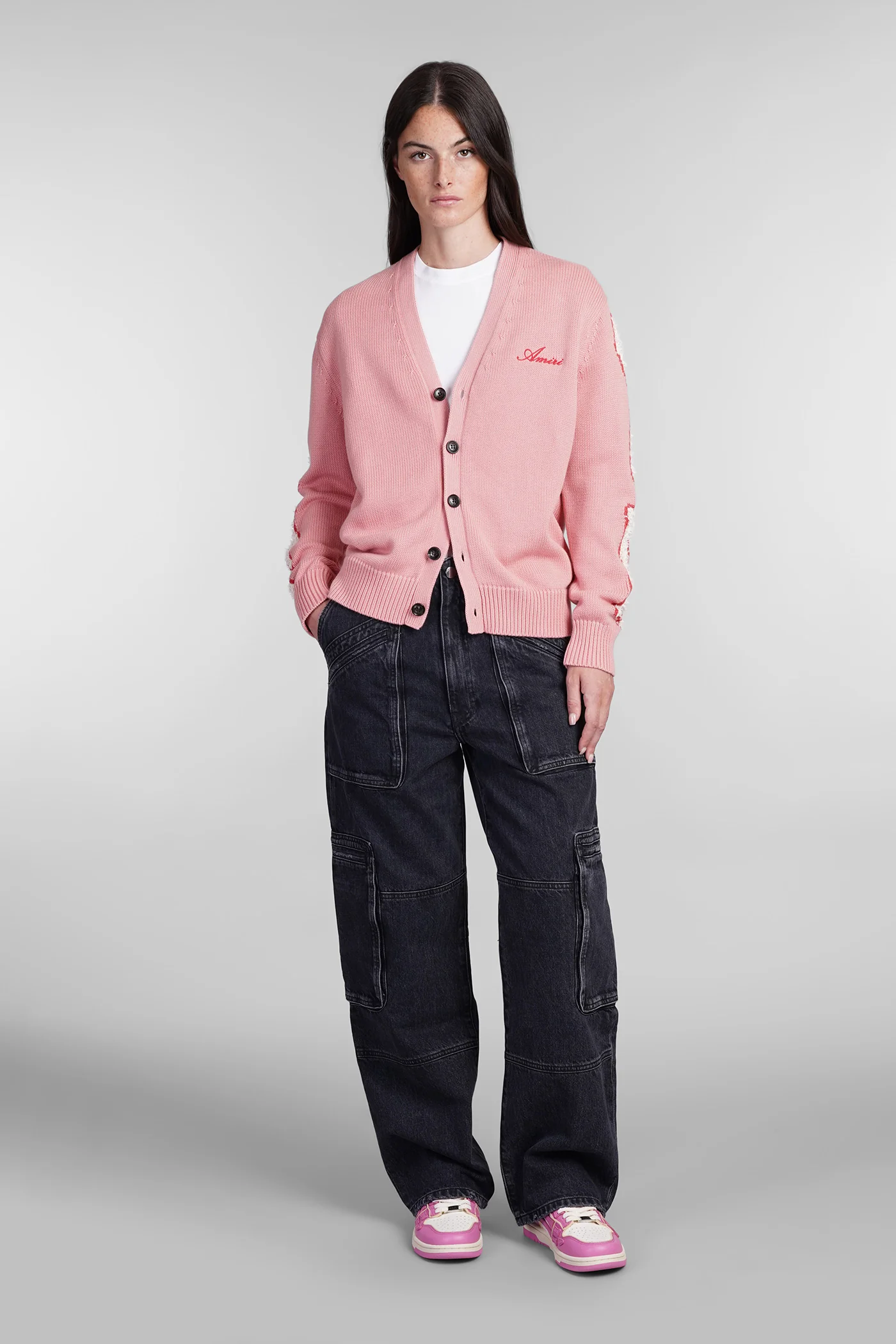 Cardigan in rose-pink wool - Image 2