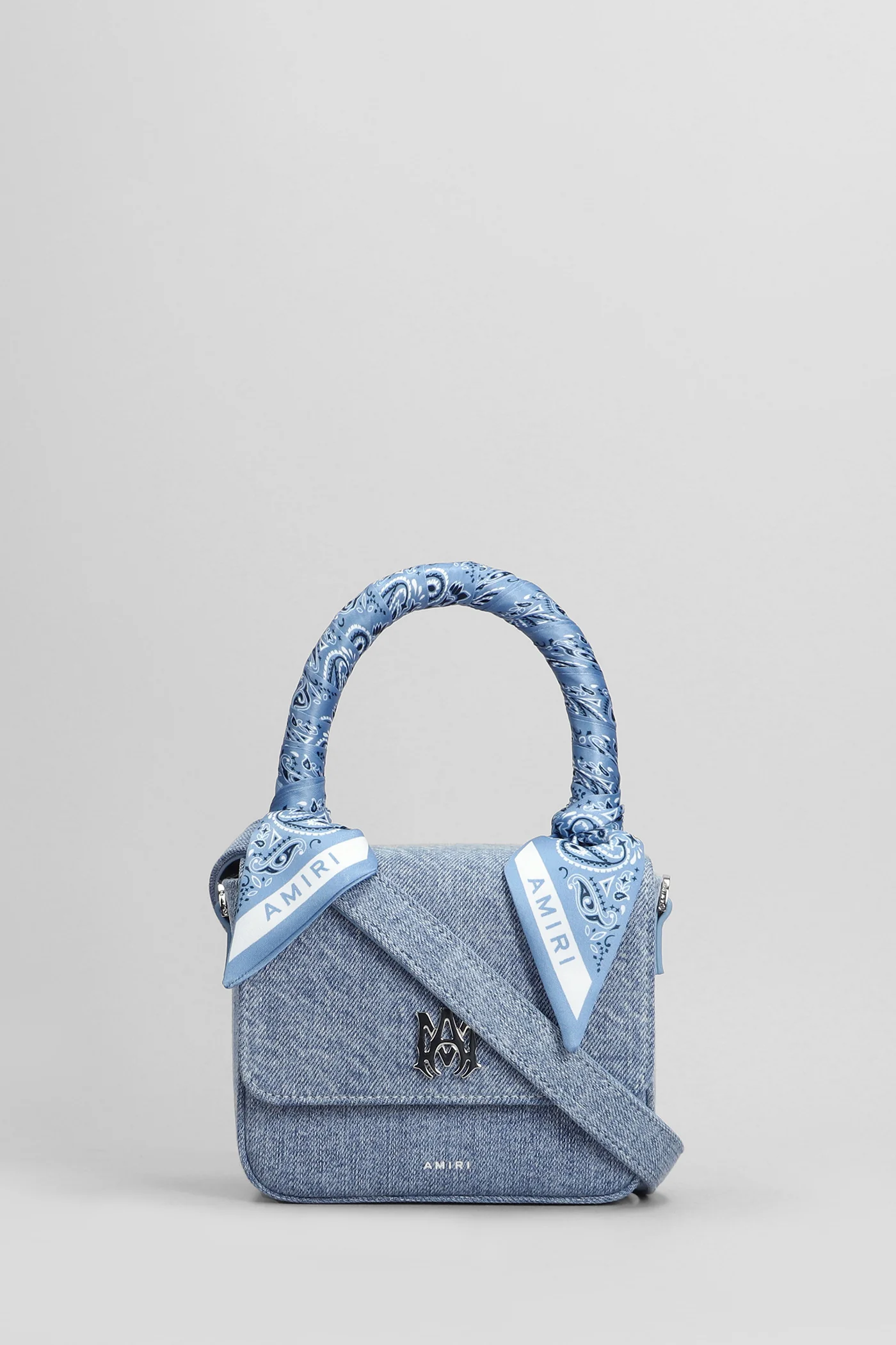 Hand bag in blue cotton