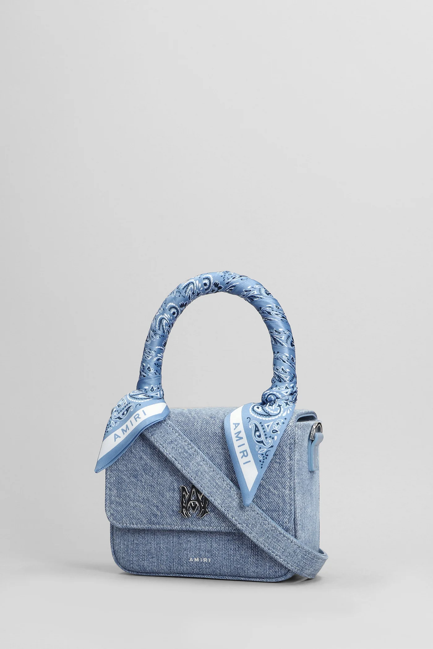 Hand bag in blue cotton - Image 2