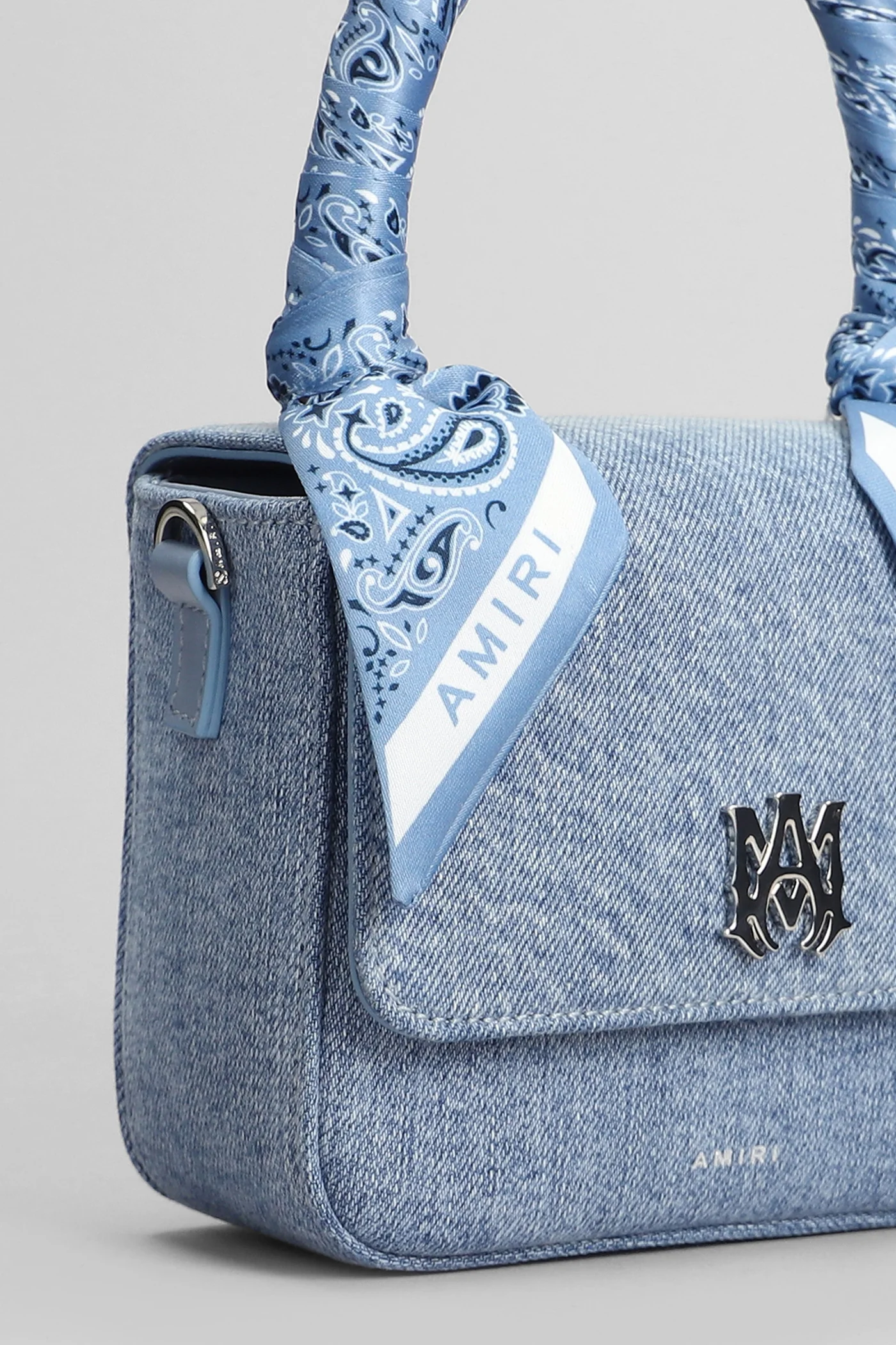 Hand bag in blue cotton - Image 4