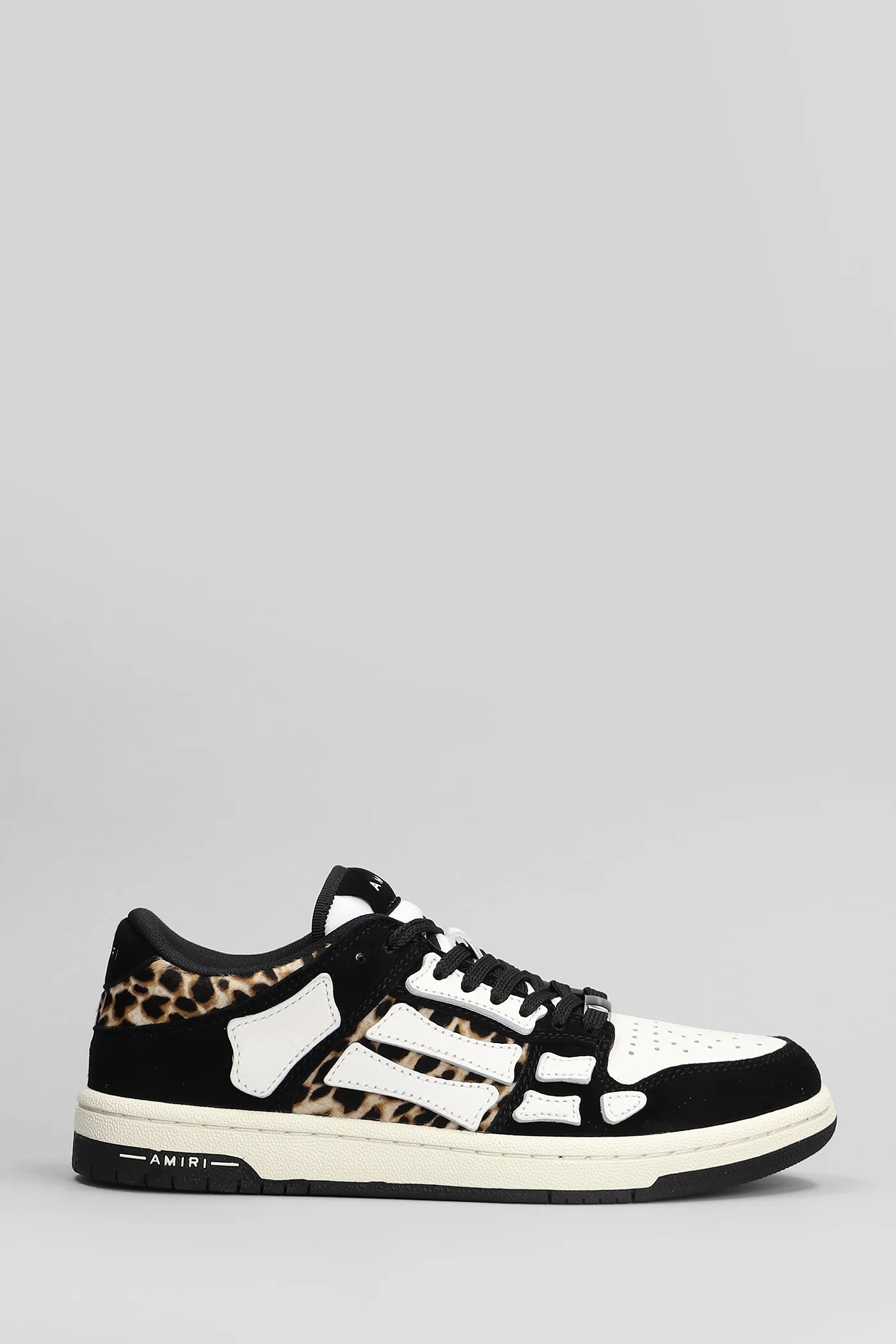 Leopard skel top low Sneakers in black leather