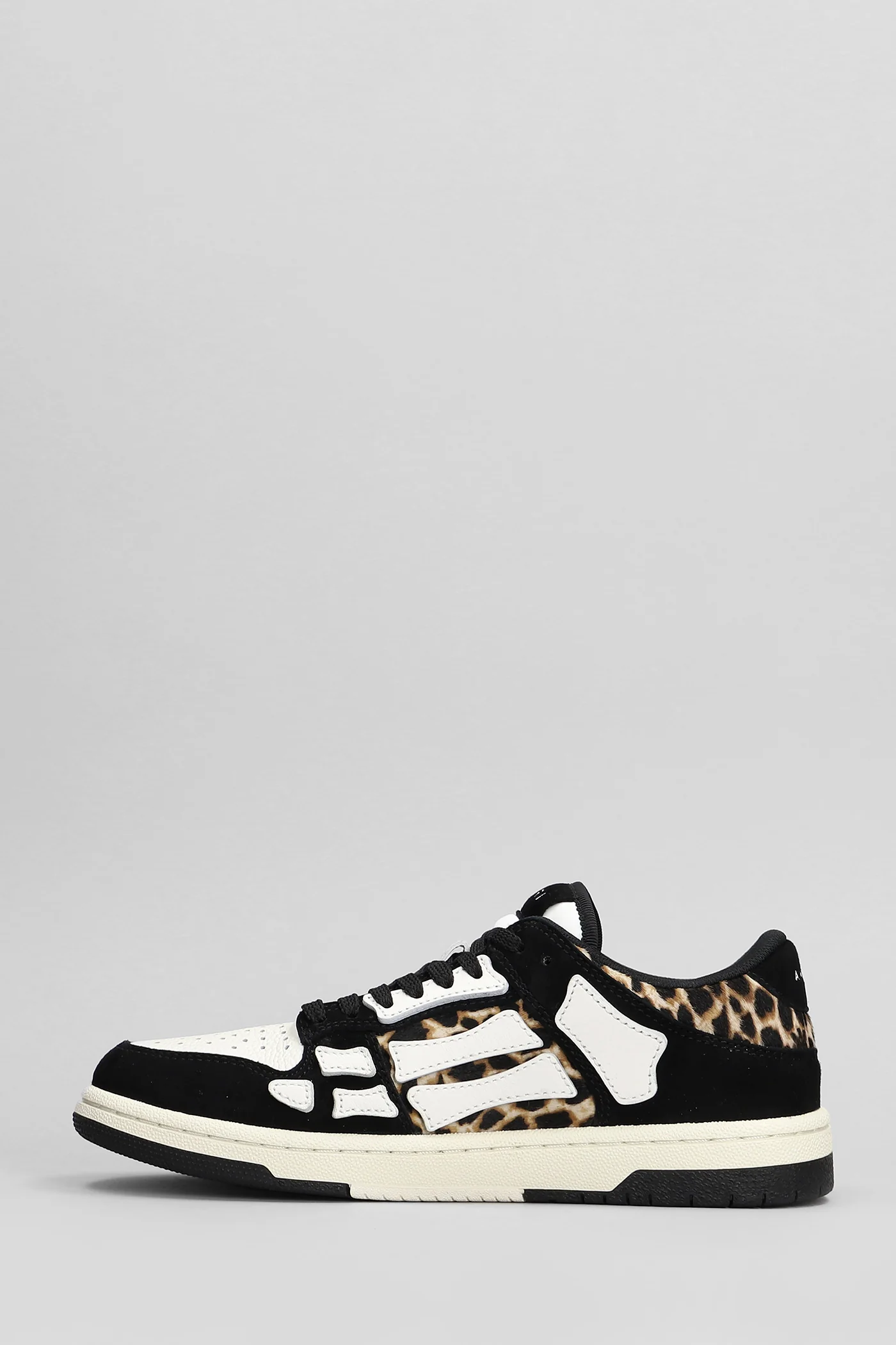 Leopard skel top low Sneakers in black leather - Image 3