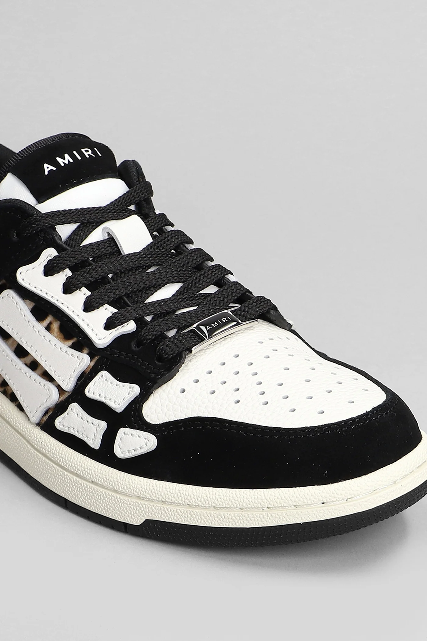 Leopard skel top low Sneakers in black leather - Image 5